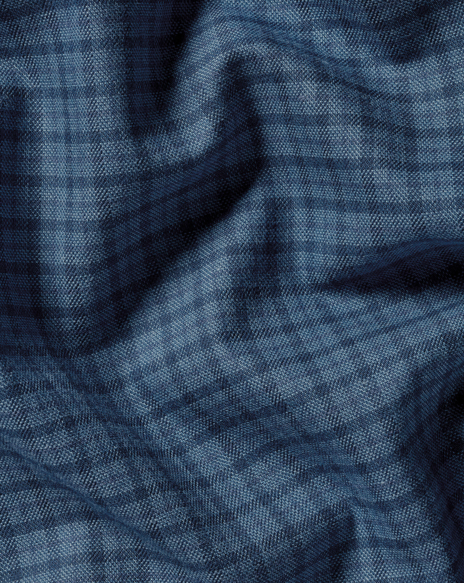Brushed Cotton Twill Check Shirt - Petrol Blue