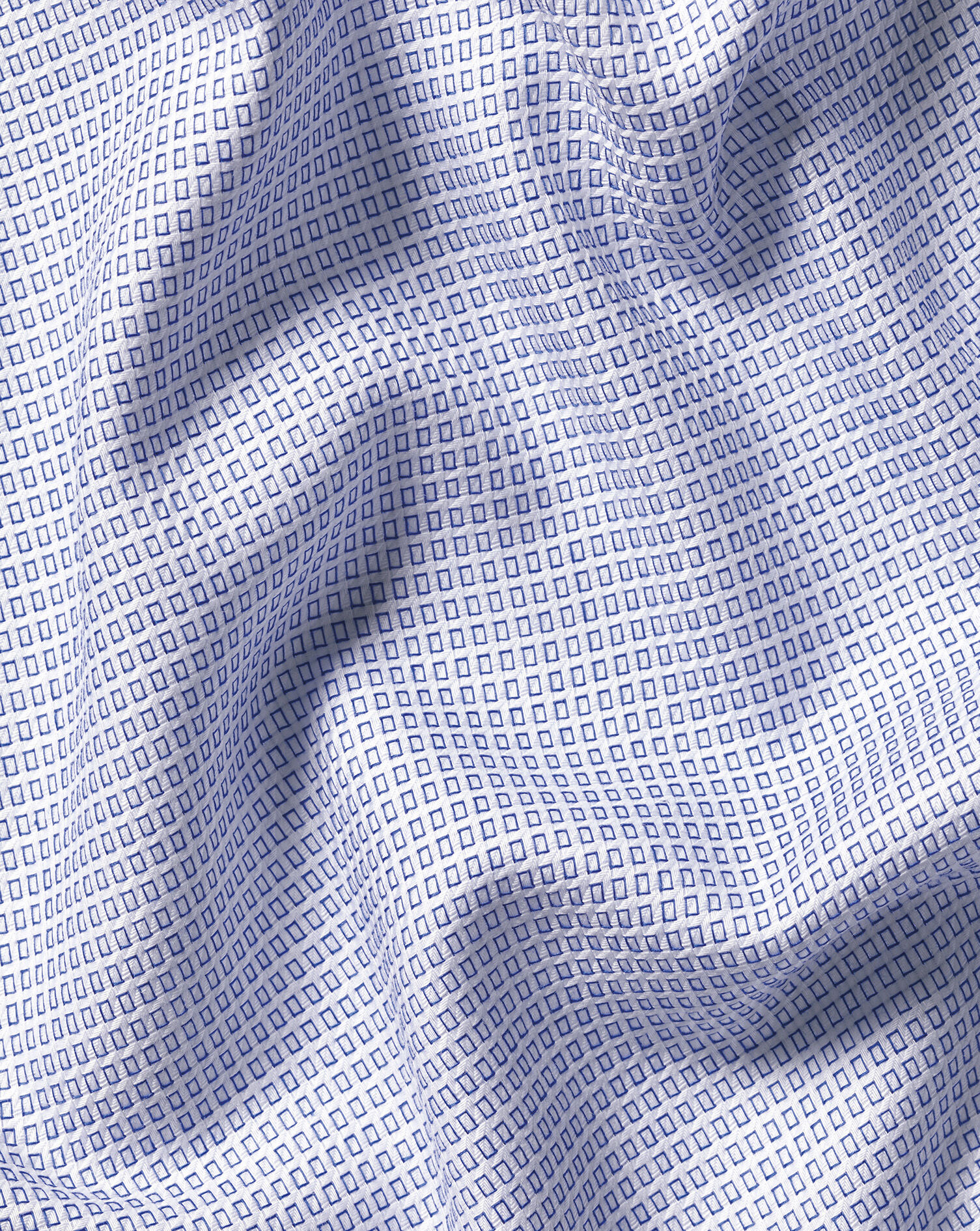 Non-Iron Stretch Texture Square Shirt - Cobalt Blue