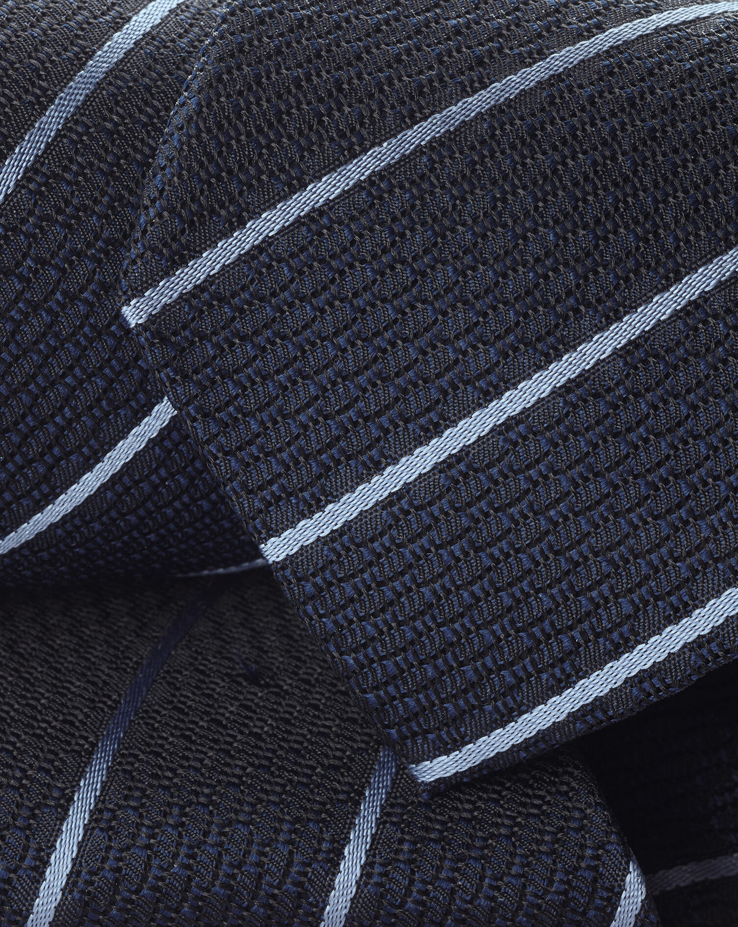 Silk Grenadine Stripe Tie - Navy & Sky Blue