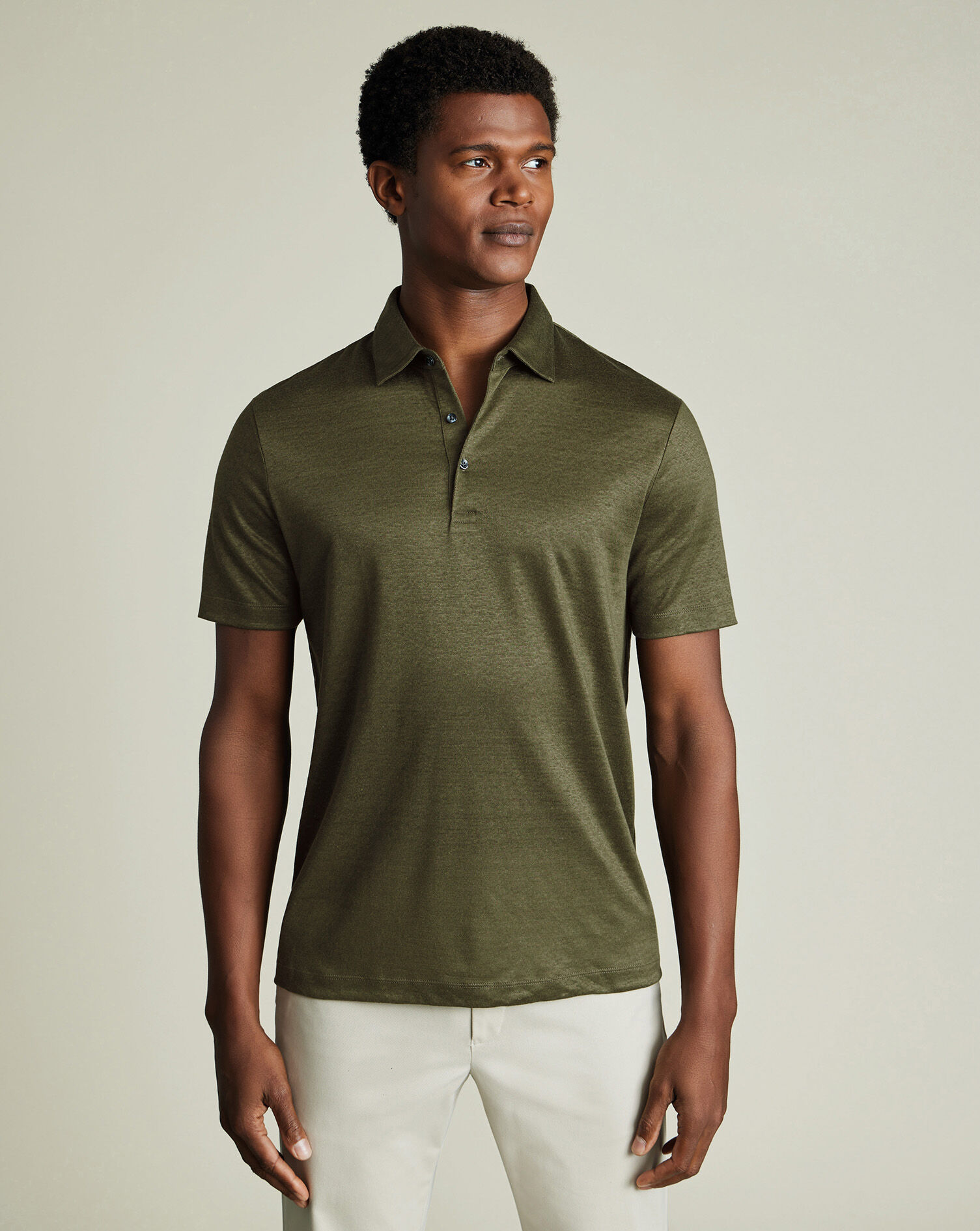 Pure Linen Polo - Olive