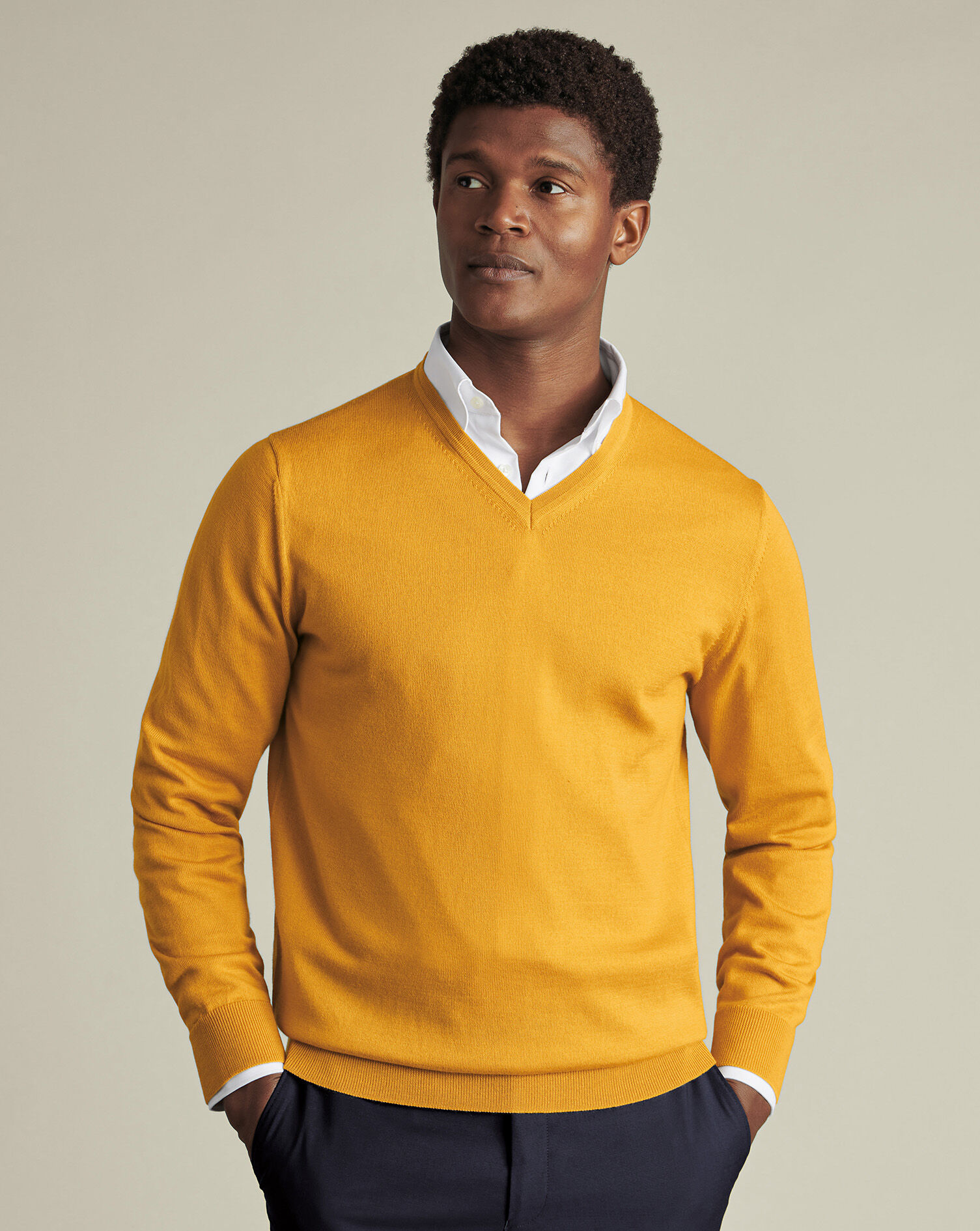 Merino V-Neck Sweater - Yellow