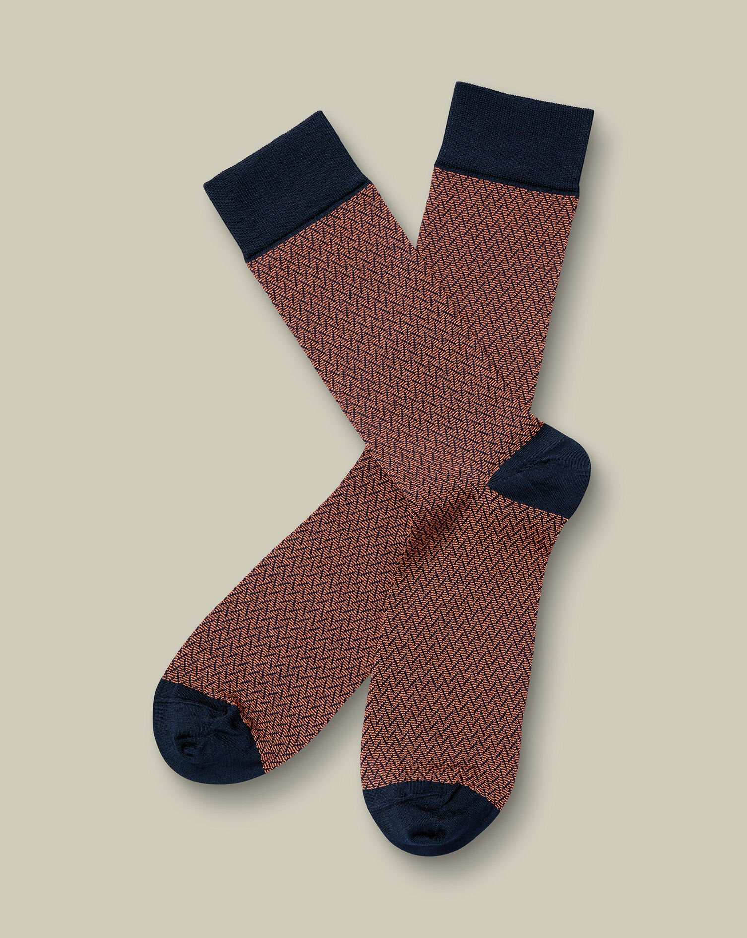 Herringbone Socks - Orange & Navy