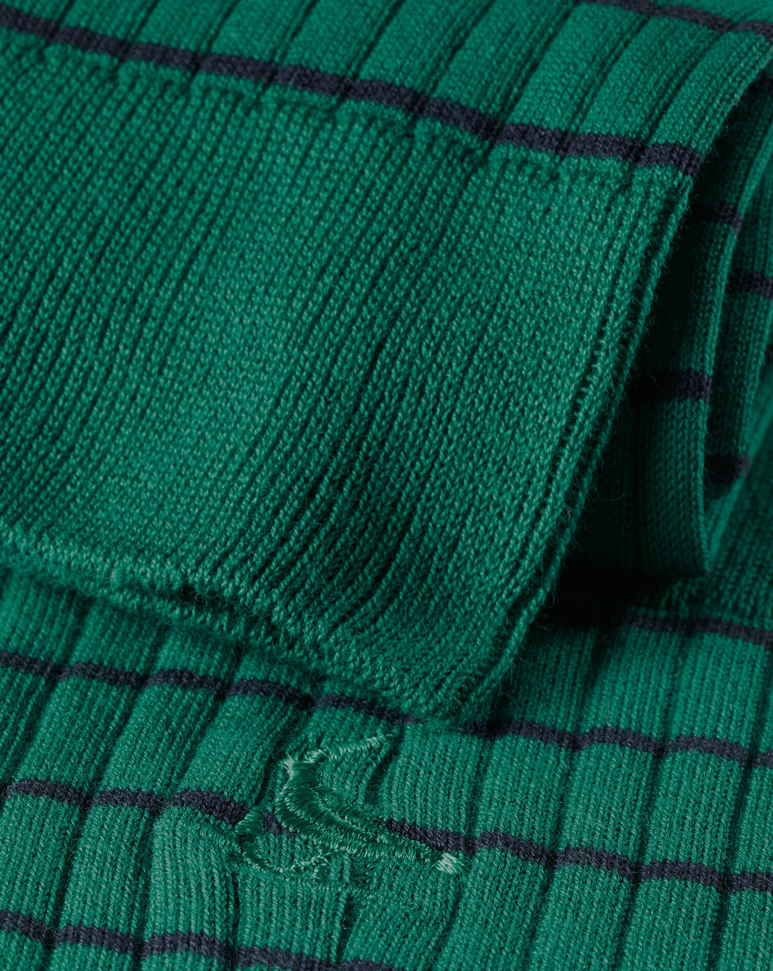 Stripe Cotton Rib Socks - Green & Navy