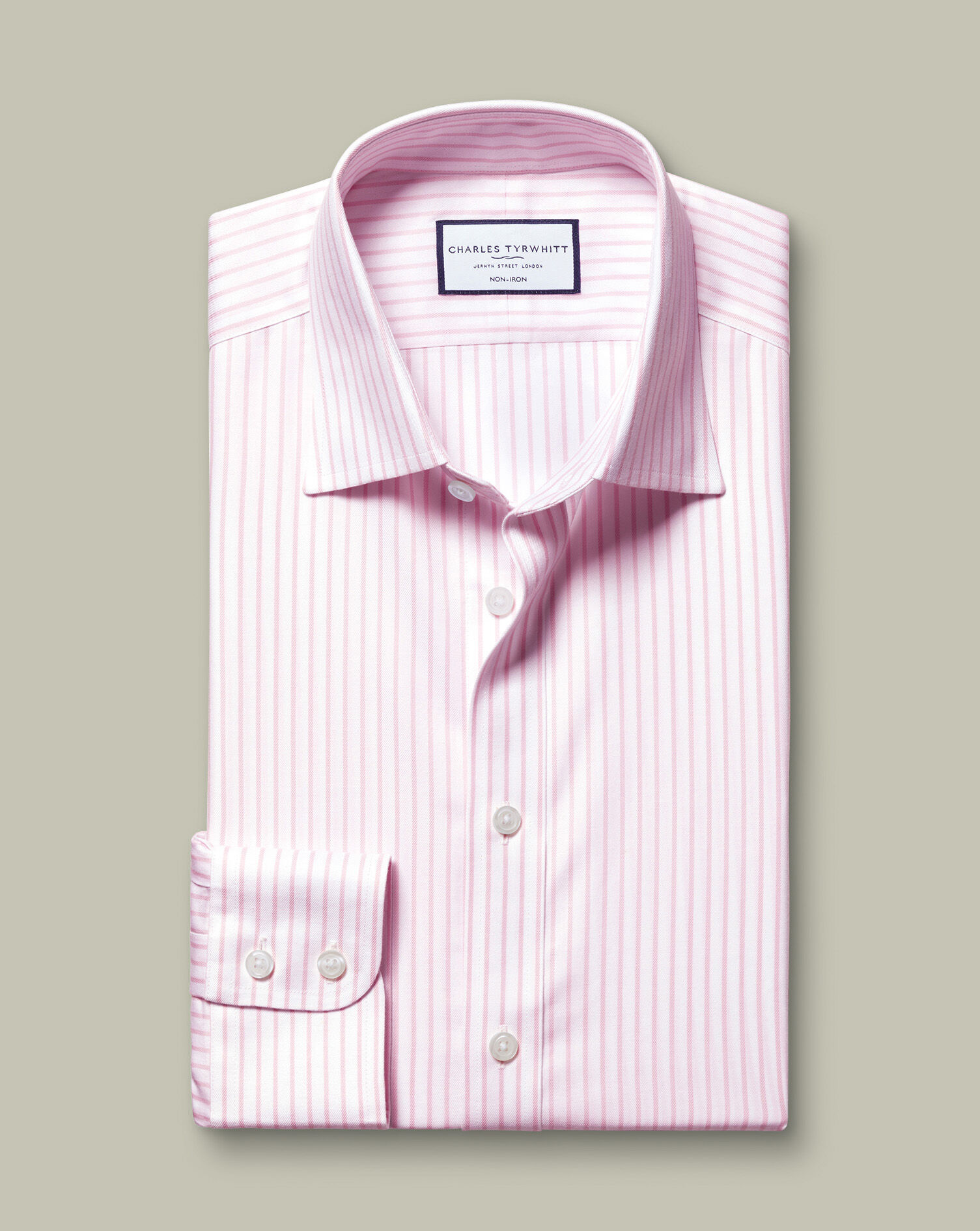 Non-Iron Twill Stripe Shirt - Pink