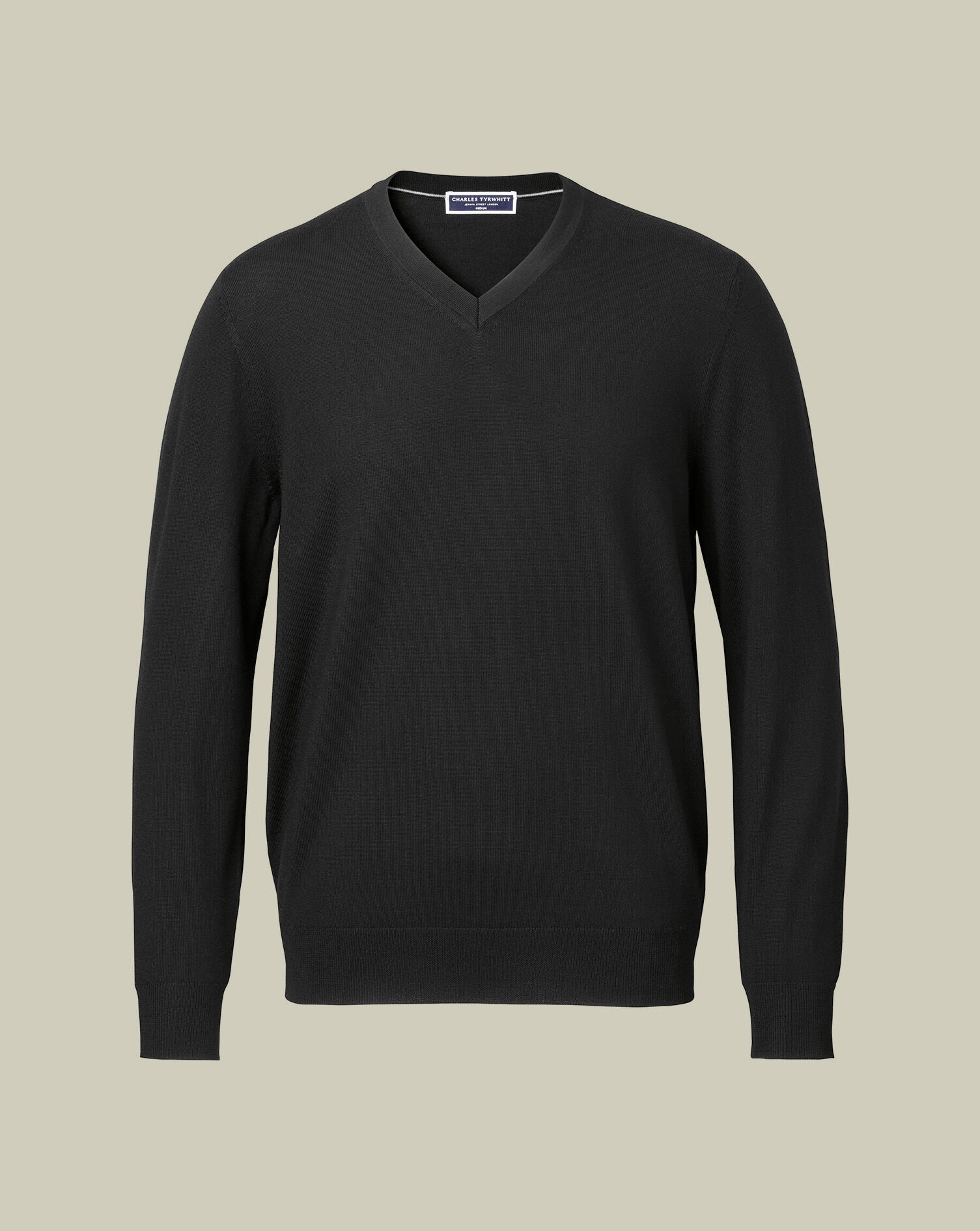 Pure Merino V-Neck Sweater - Black