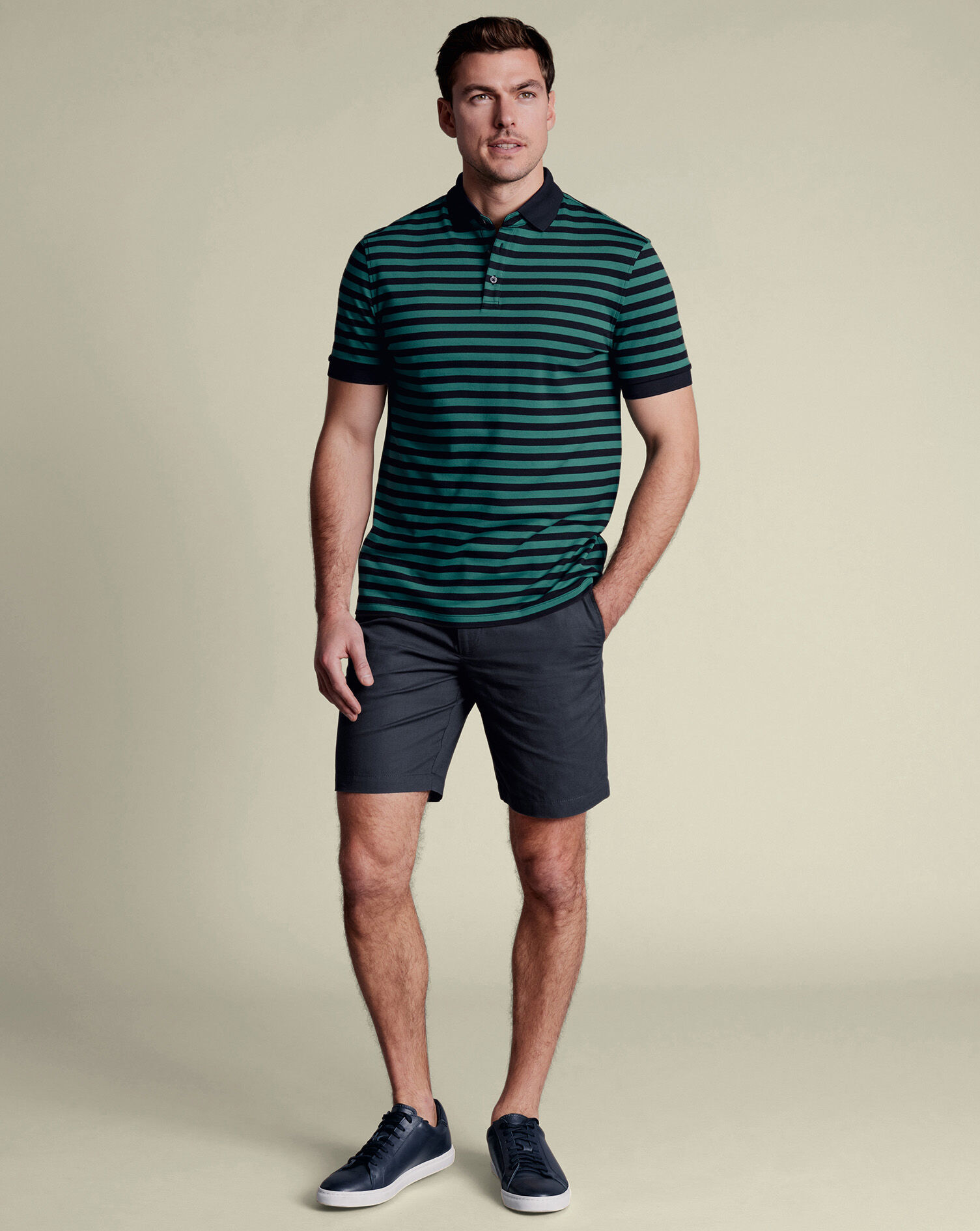 Cotton Linen Shorts - Navy Blue