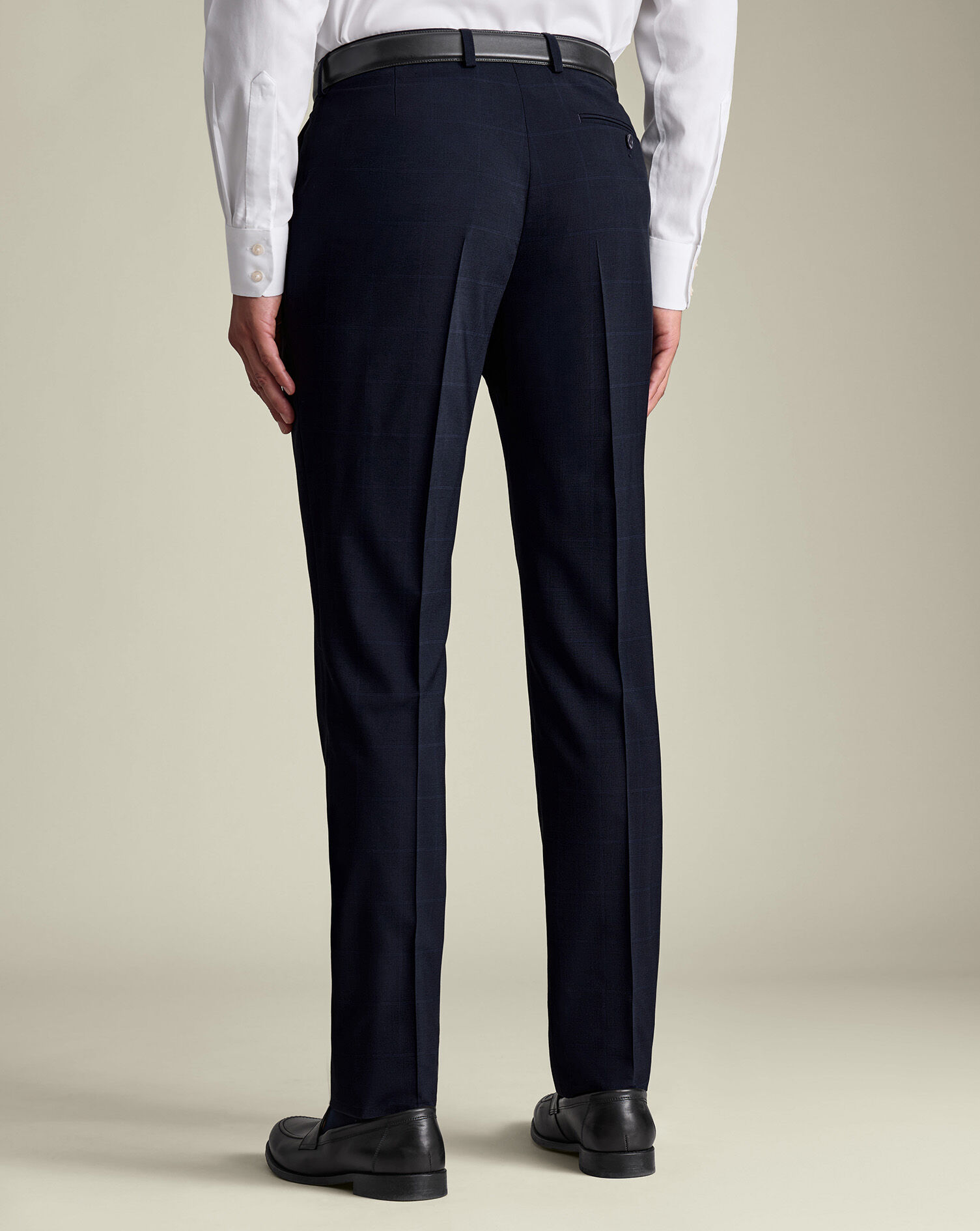 Windowpane Check Suit Pants - Navy