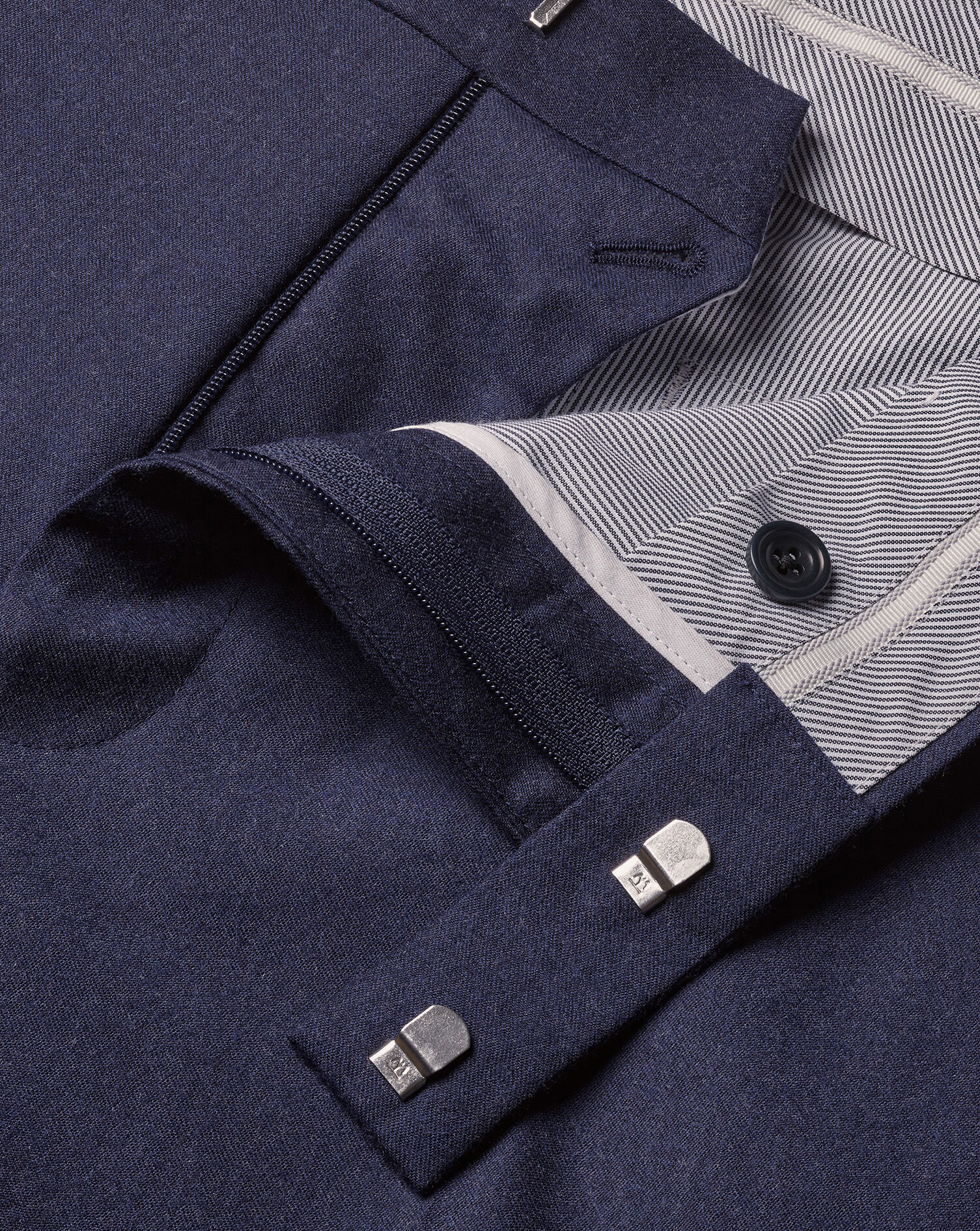 Italian Flannel Suit Trousers - Indigo Blue
