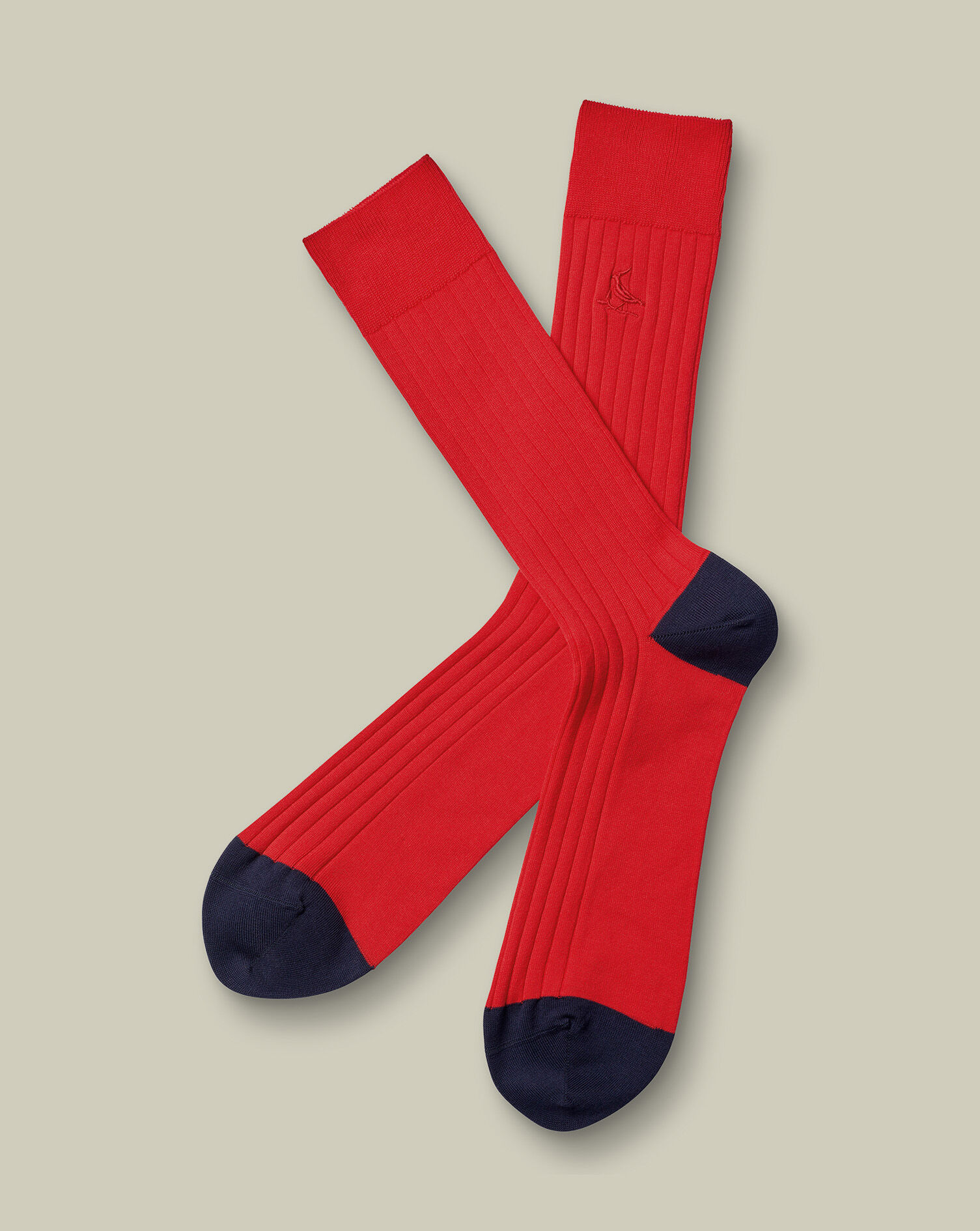 Cotton Rib Dress Socks - Red 