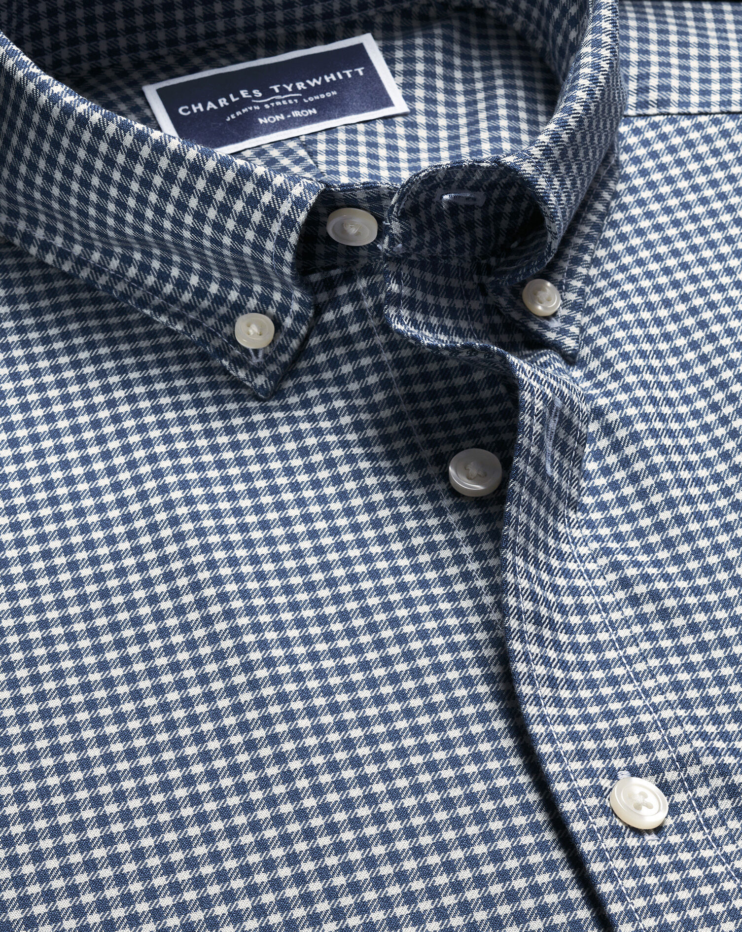 Twill Gingham Shirt - Ink Blue