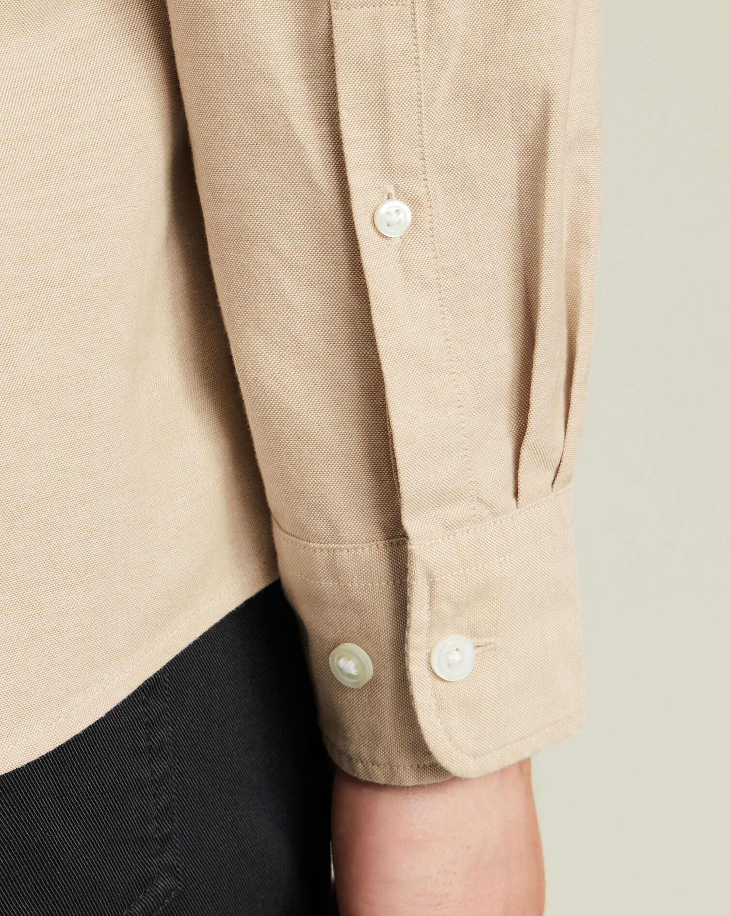 Stretch Washed Oxford Shirt - Stone