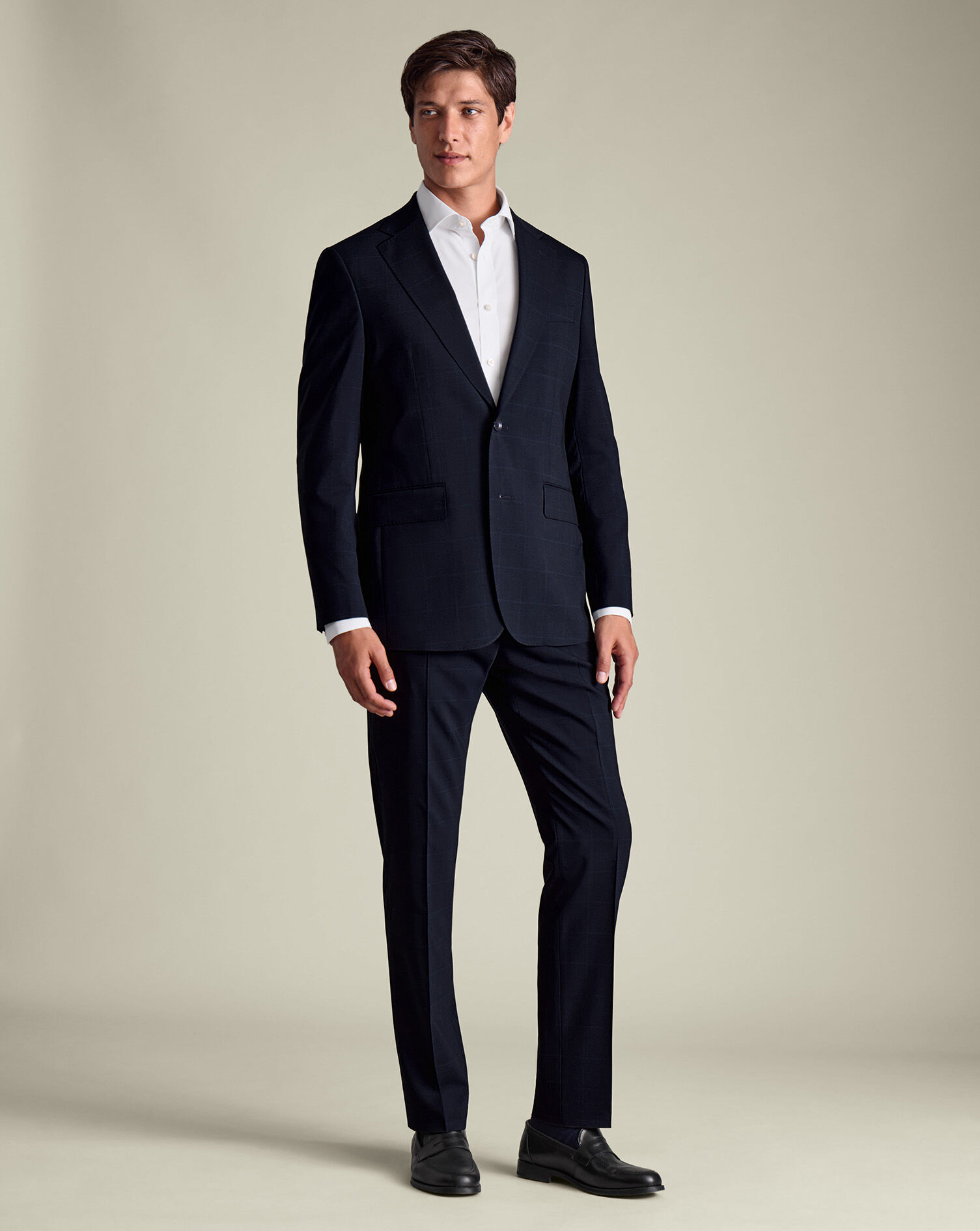 Windowpane Check Suit - Navy