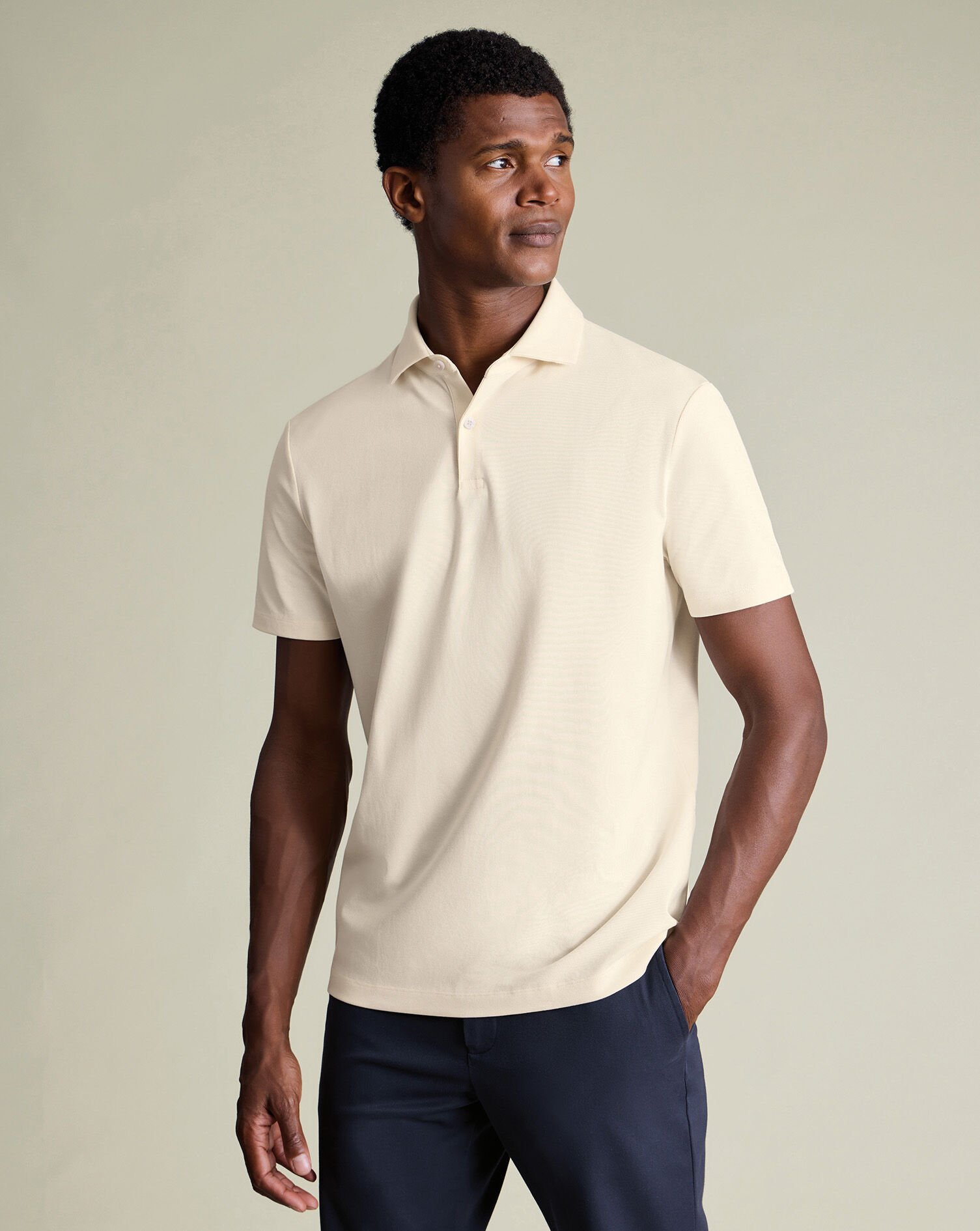Smart Pique Polo - Cream