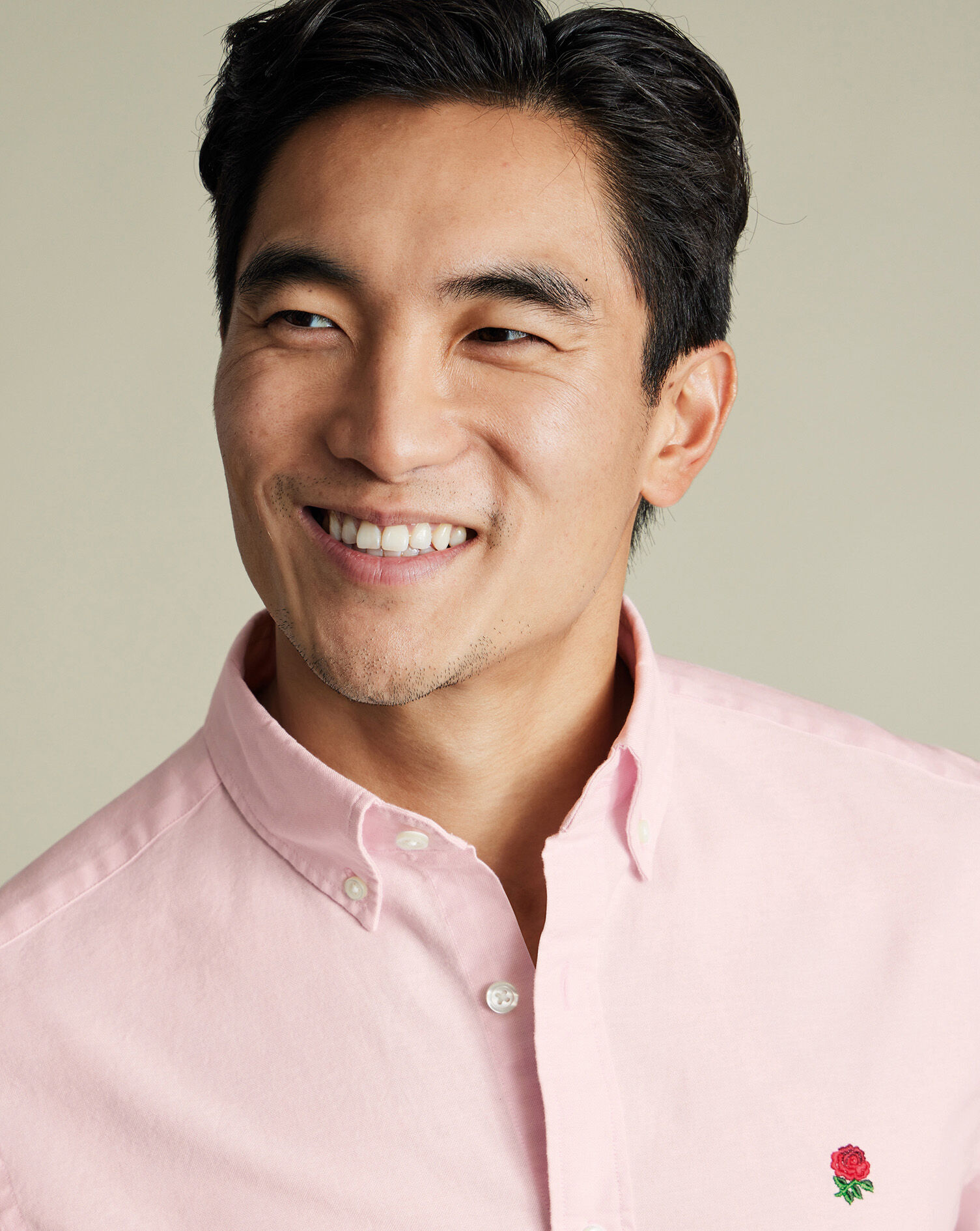 England Rugby Button-Down Washed Oxford Shirt - Pink