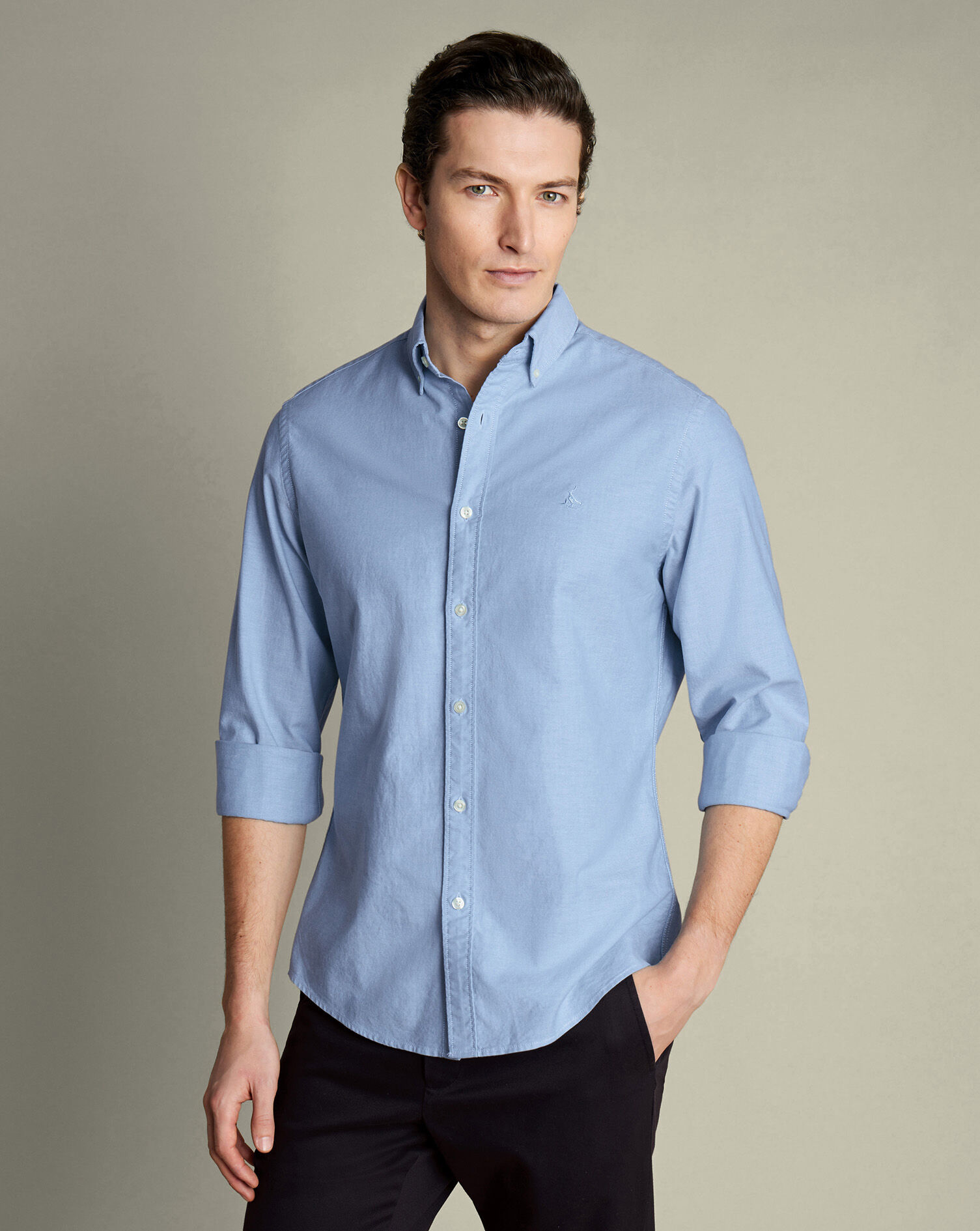 Stretch Washed Oxford Shirt - Sky Blue