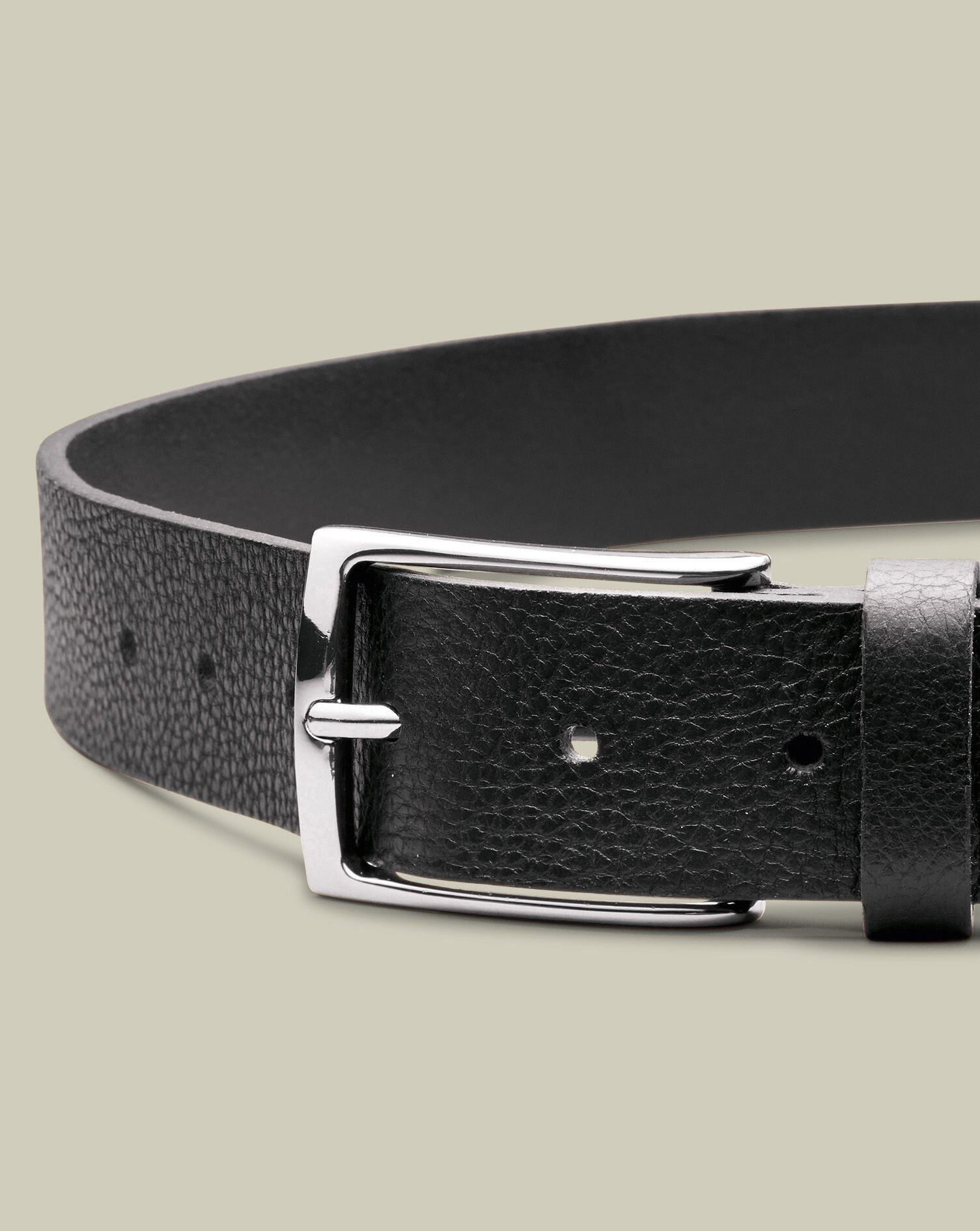 Textured Leather Chino Belt - Black