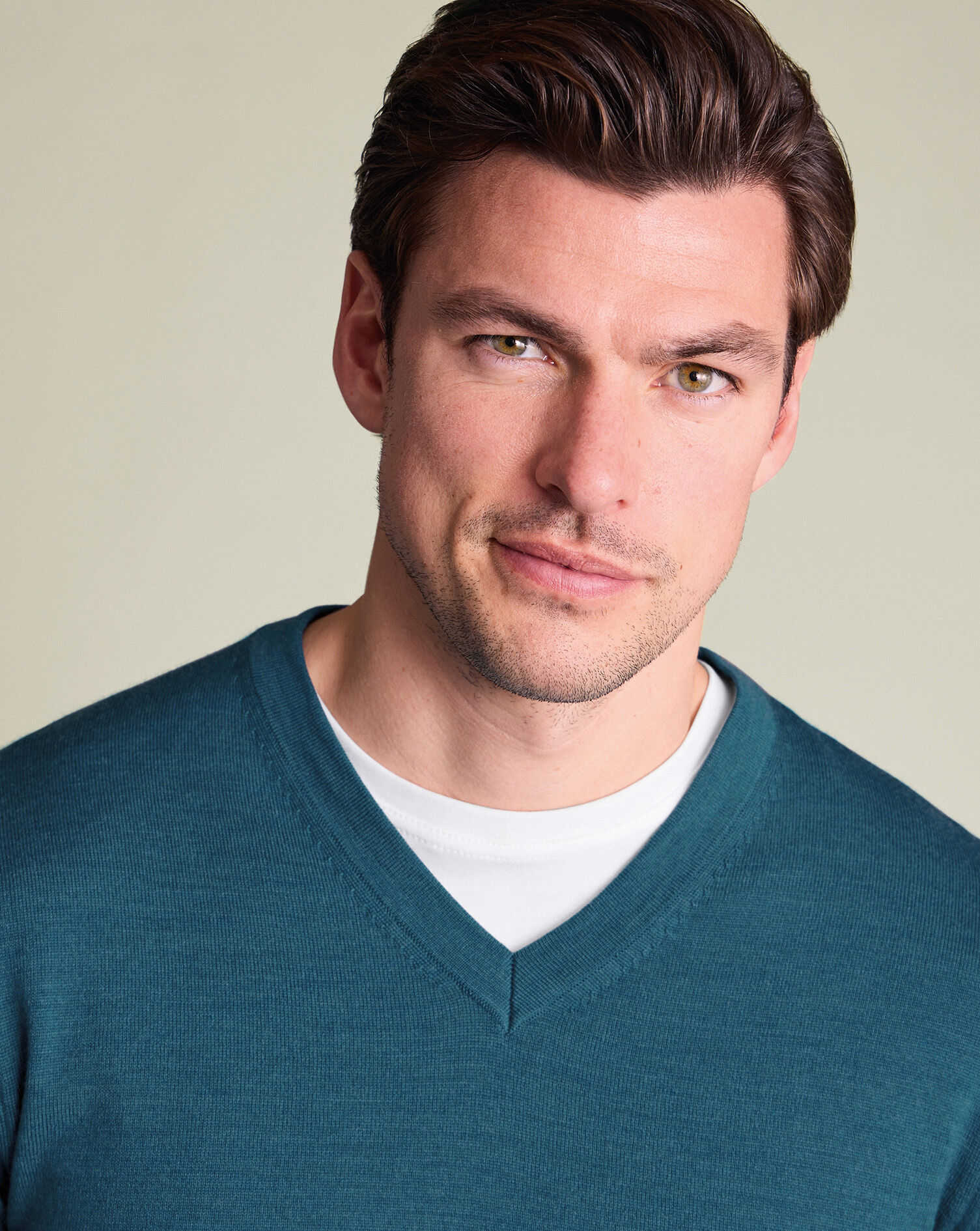 Pure Merino V-Neck Sweater - Teal