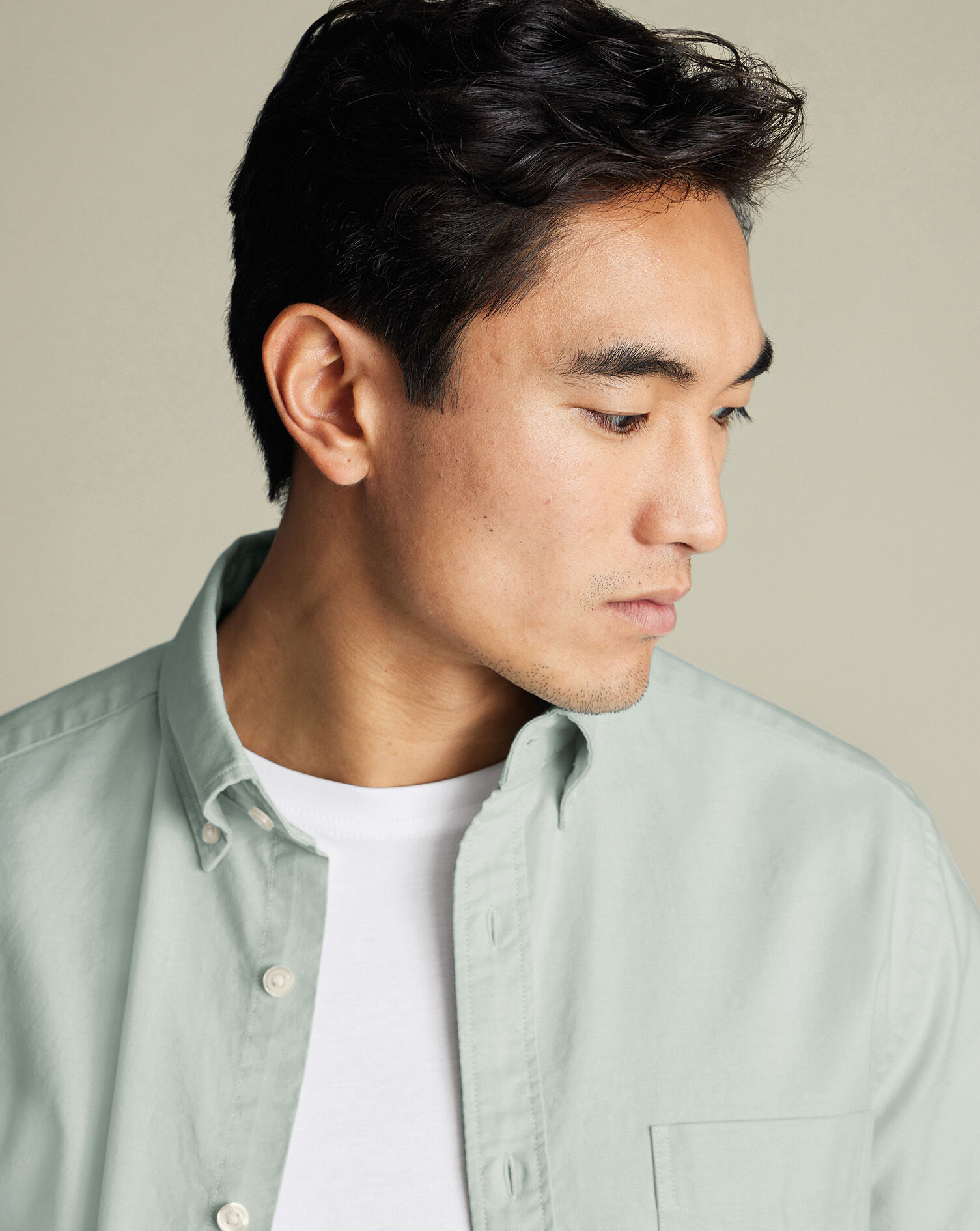 Stretch Washed Oxford Short Sleeve Shirt - Light Green