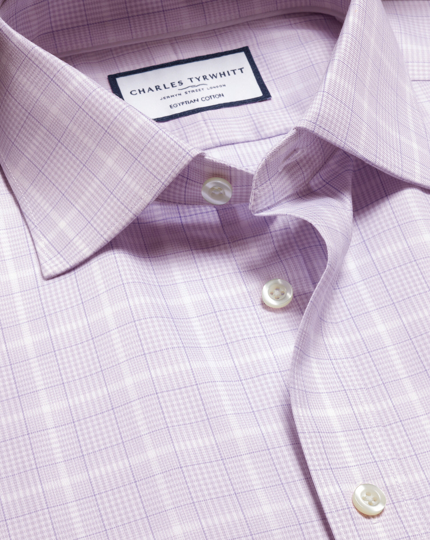 Luxury Prince of Wales Check Shirt - Lavender