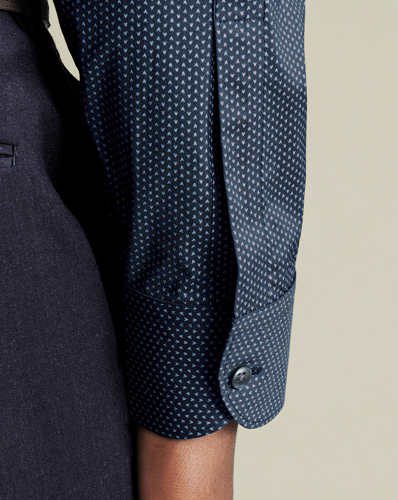 Non-Iron Performance Twill Geo Print Shirt - Petrol Blue