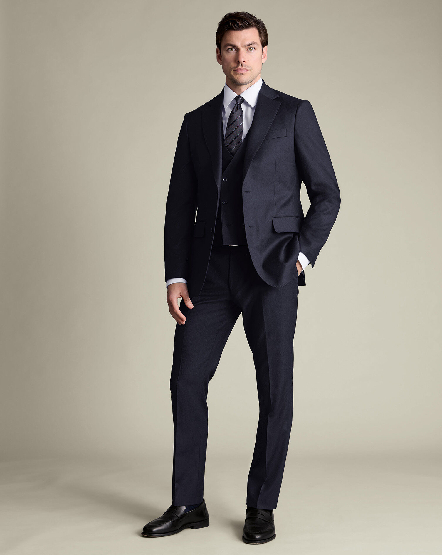 Italian Flannel Waistcoat - Navy