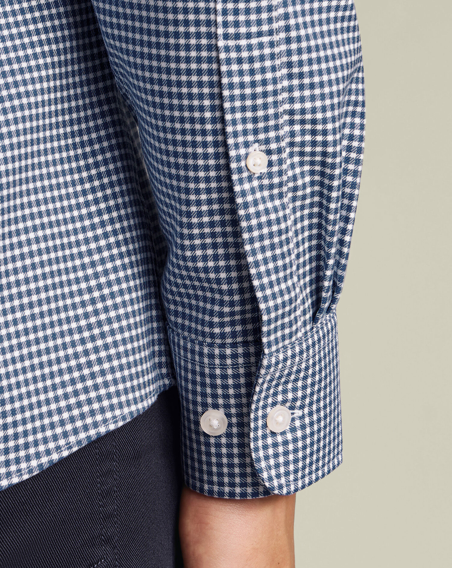 Twill Gingham Shirt - Ink Blue