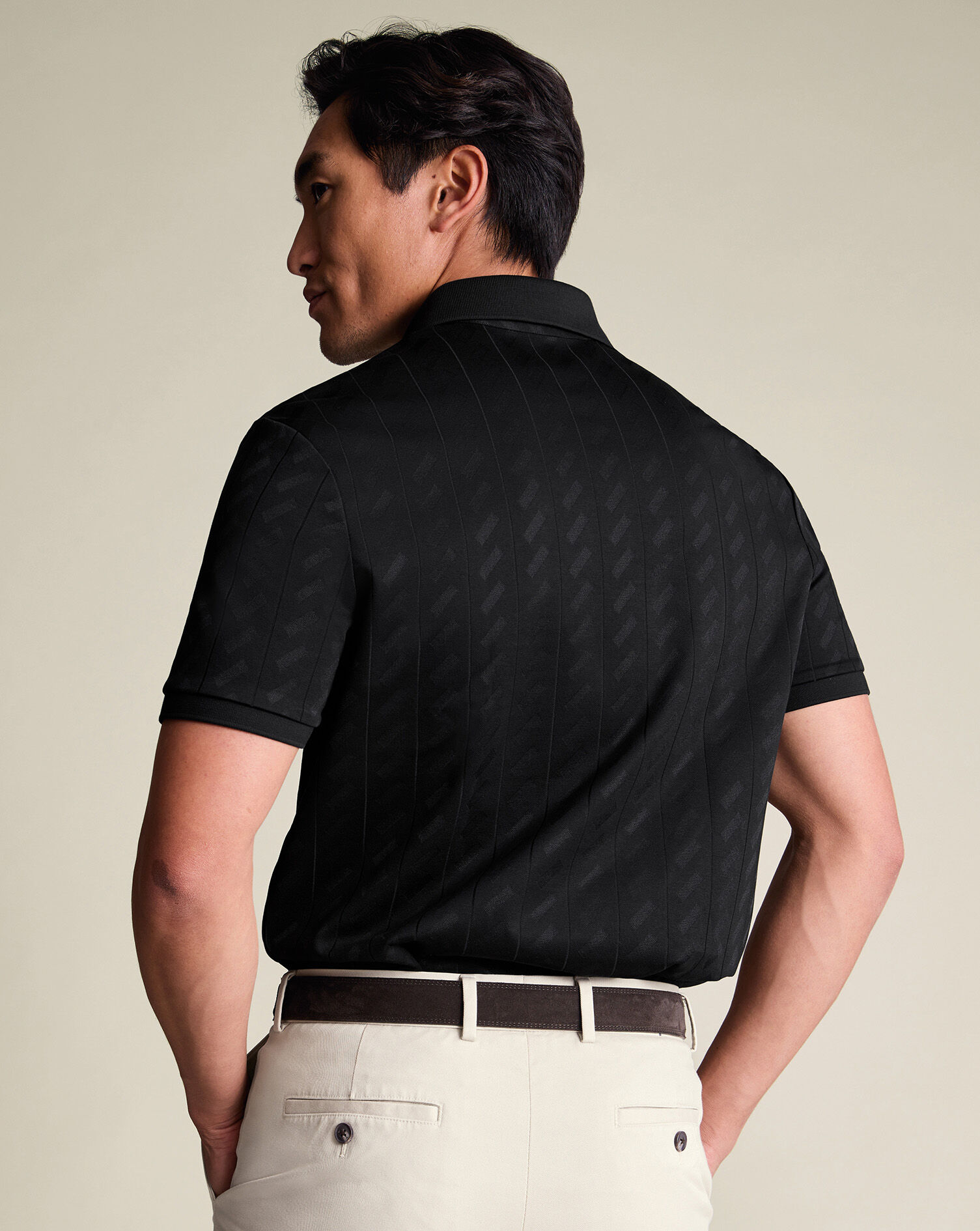 Textured Jacquard Polo - Black