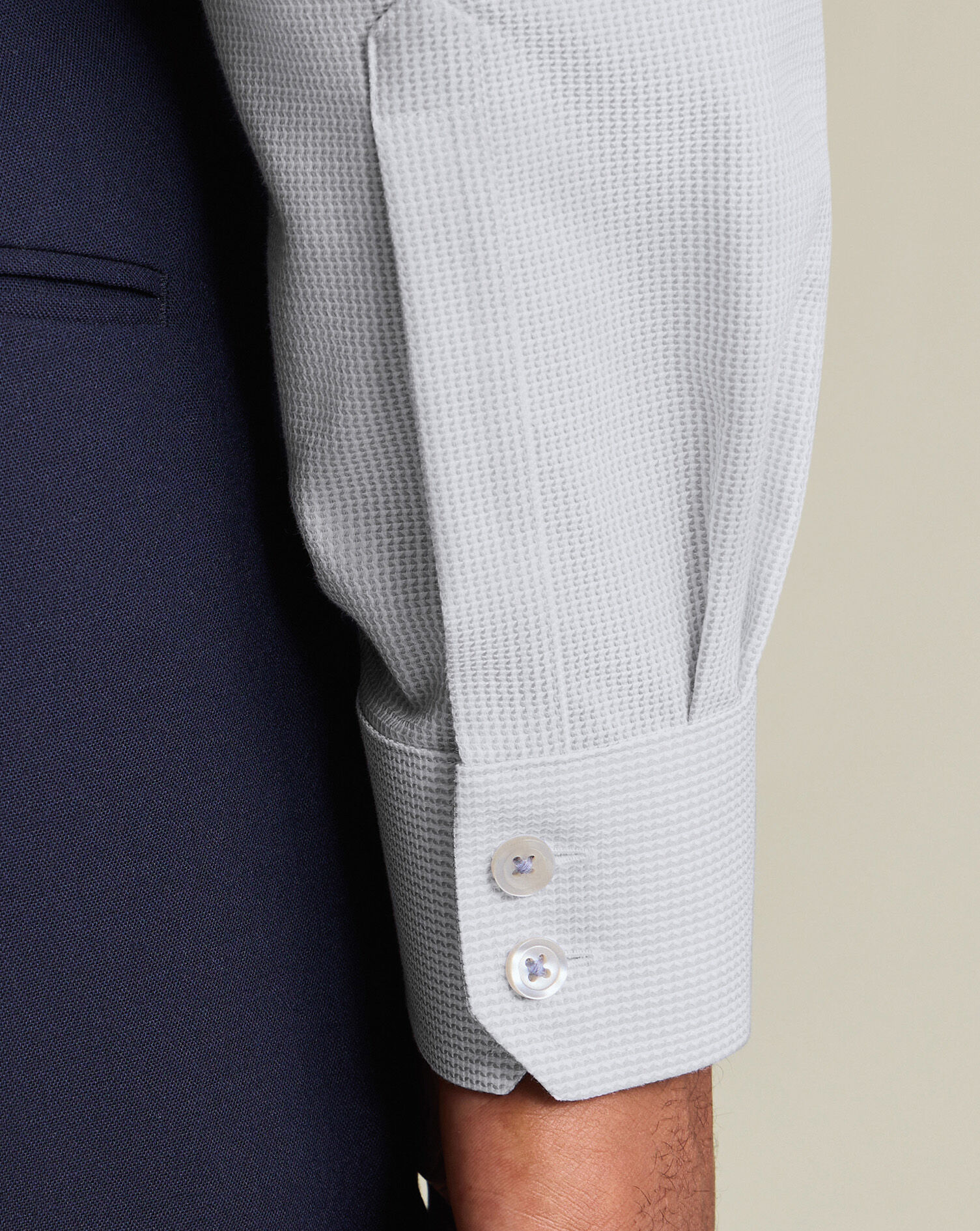 Non-Iron Stretch Burlington Weave Shirt - Silver Gray