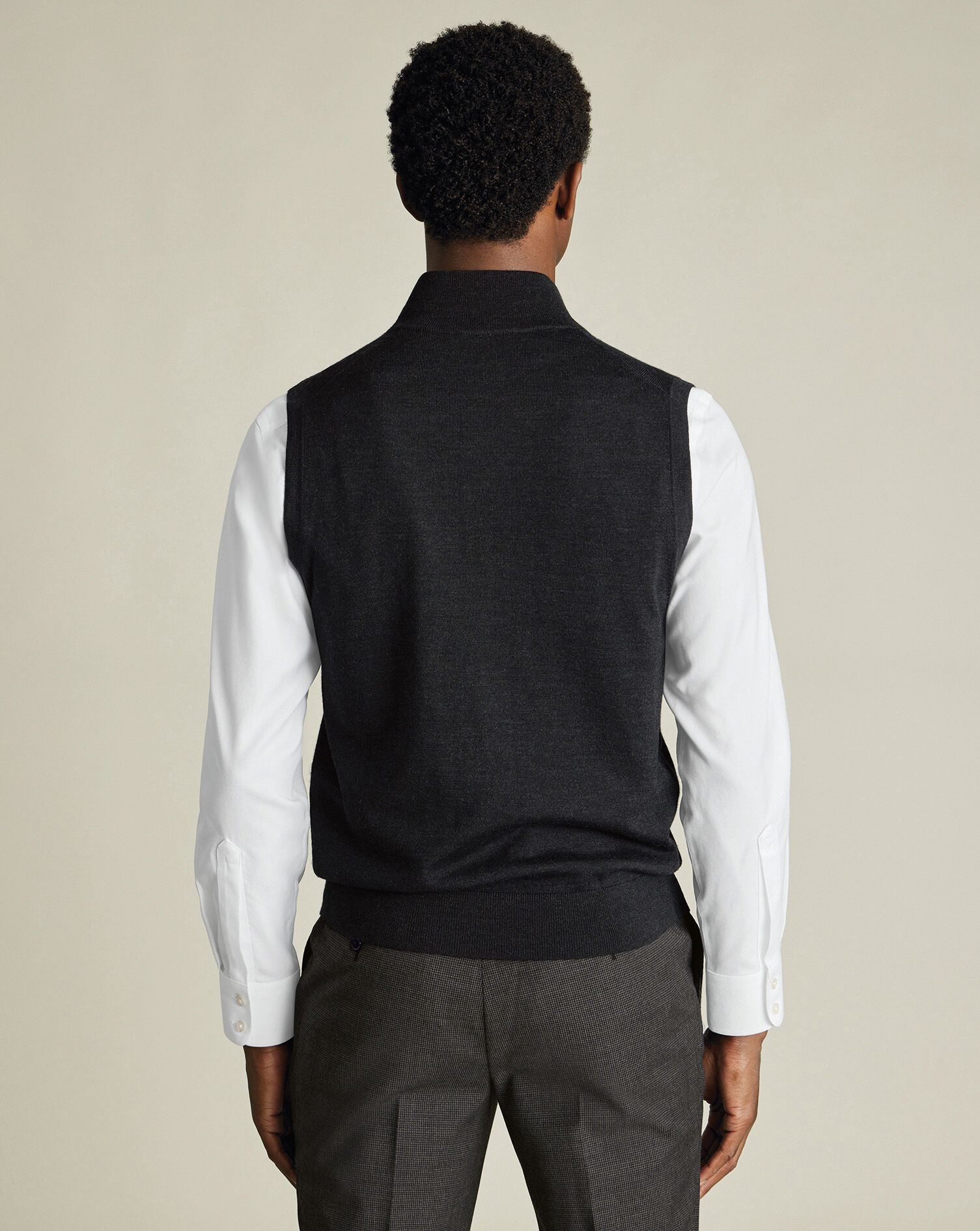 Pure Merino Zip Vest - Charcoal
