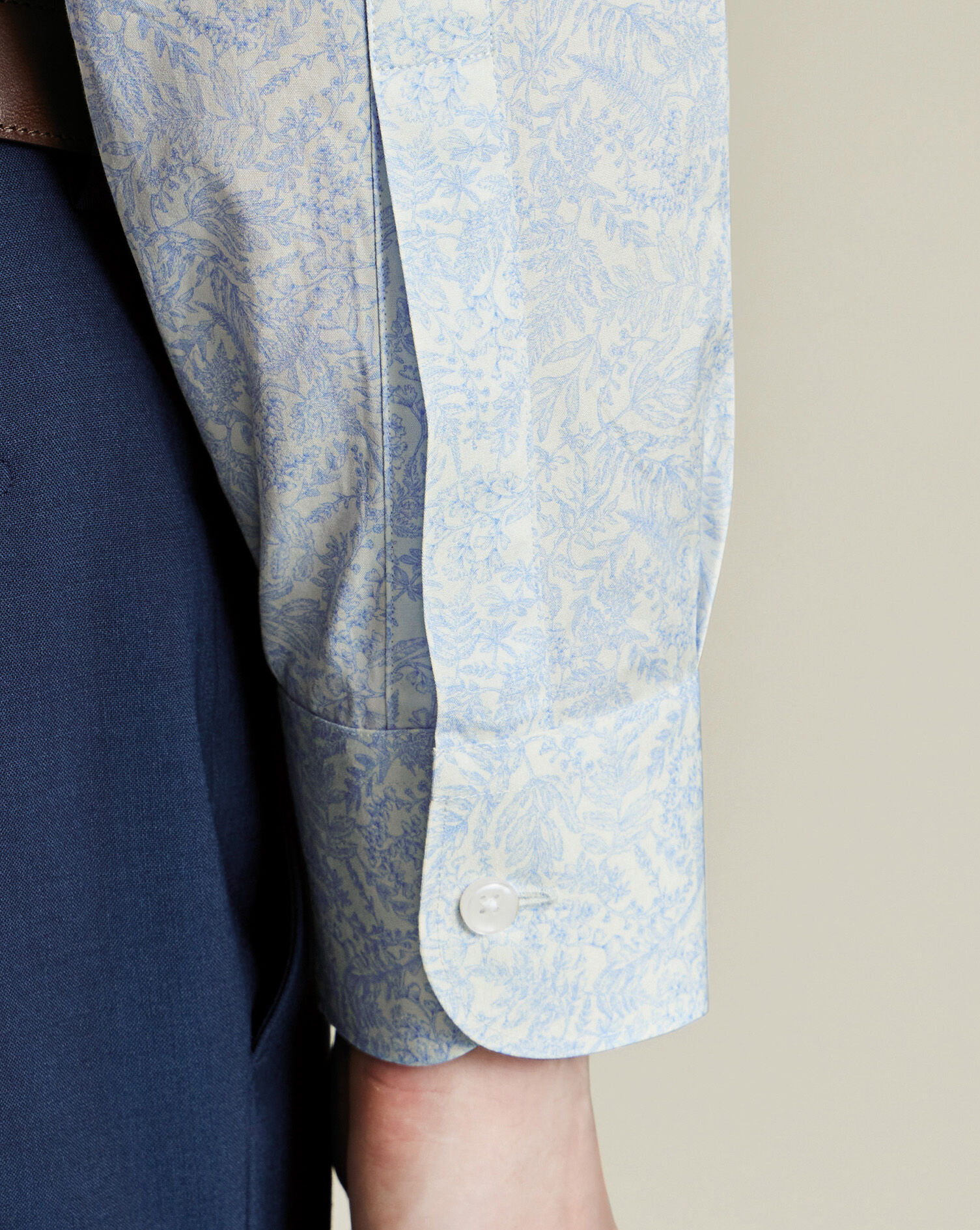 Made with Liberty Fabric Floral Shirt - Light Blue