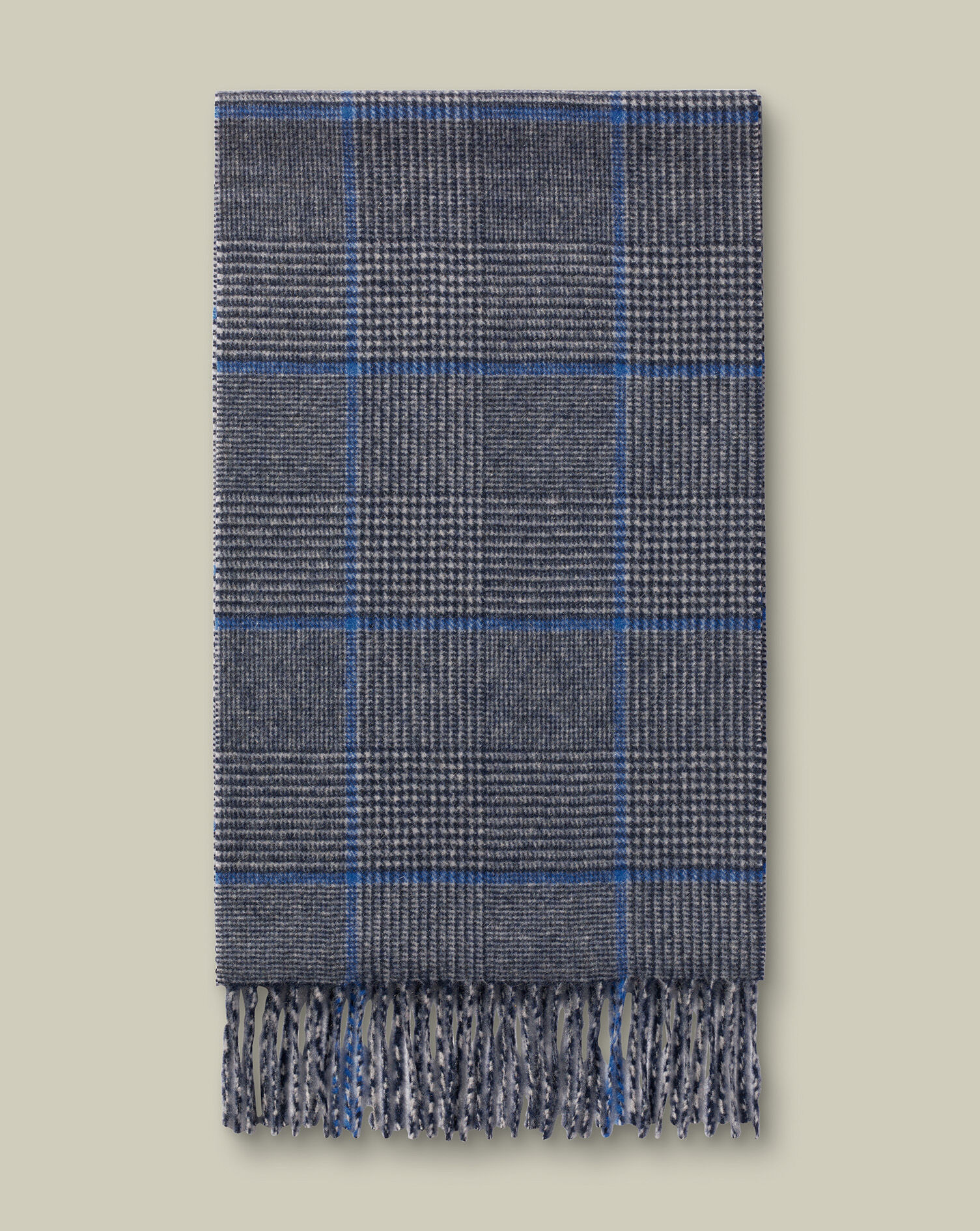 Cashmere Check Scarf - Light Gray