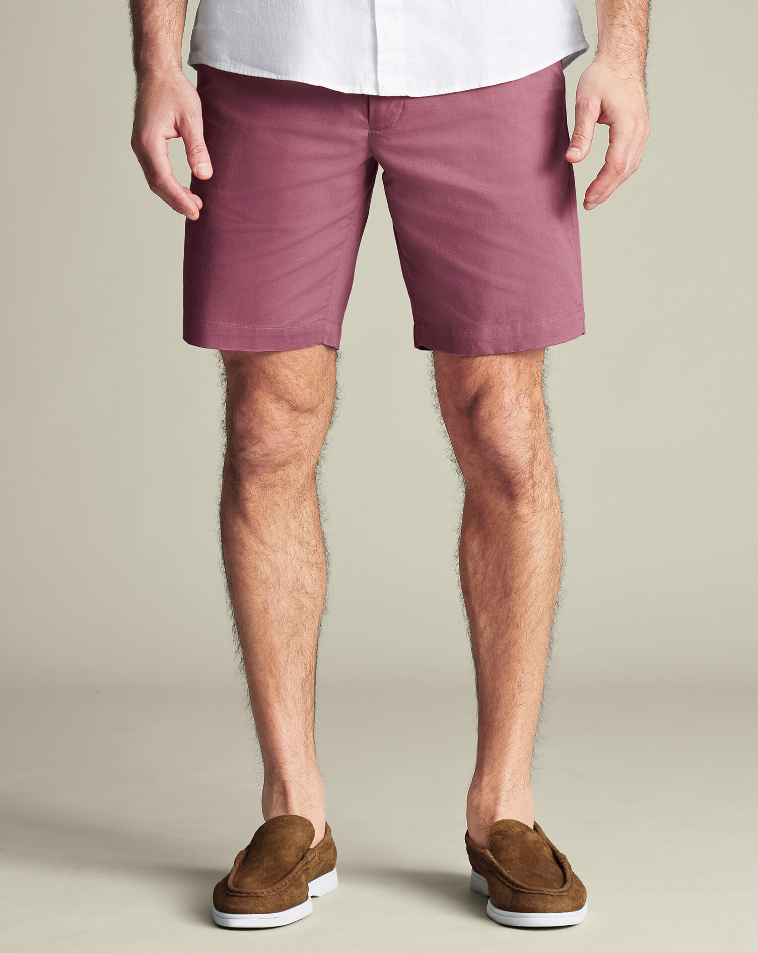 Cotton Linen Shorts - Claret Pink