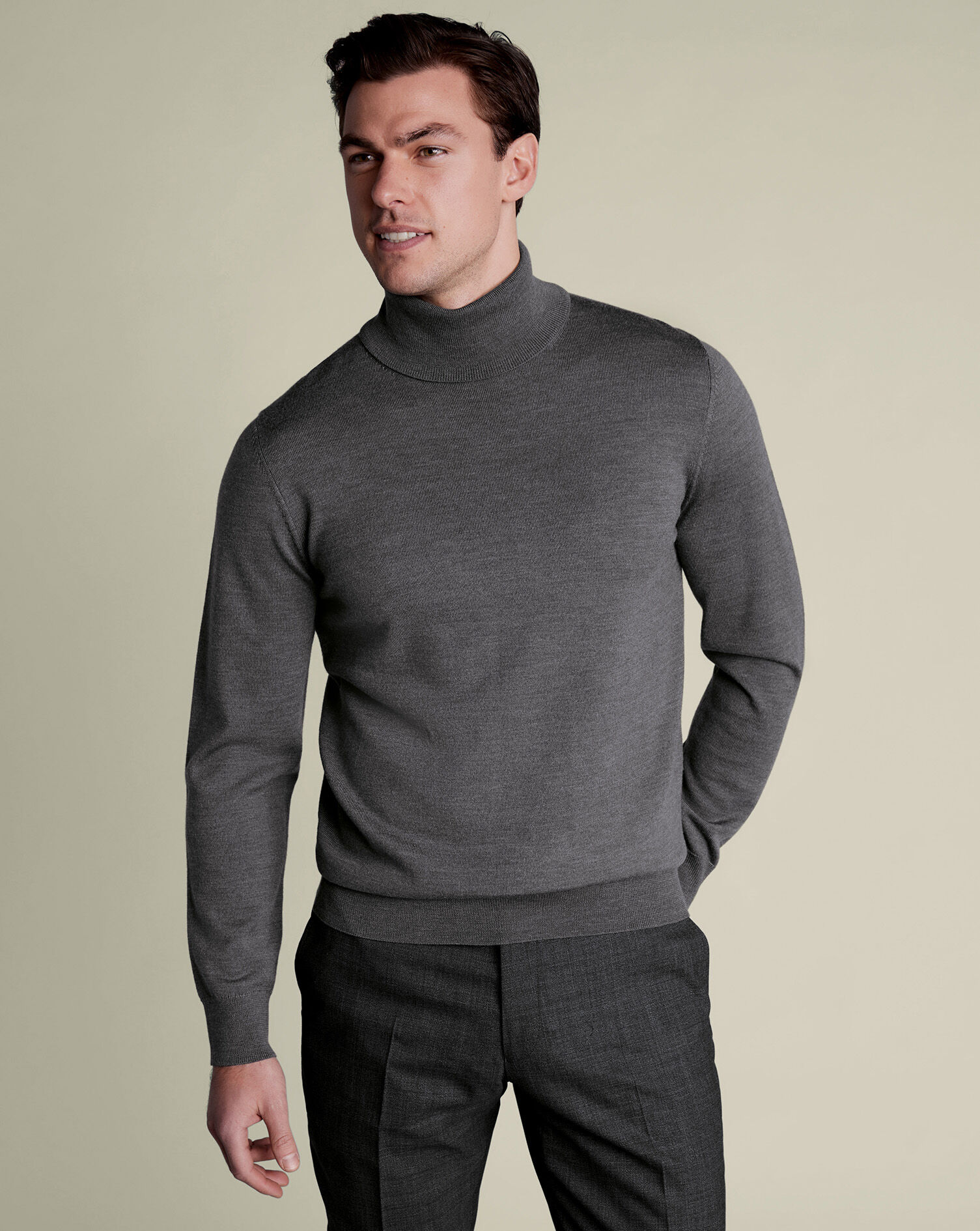 Merino Turtleneck Sweater - Gray