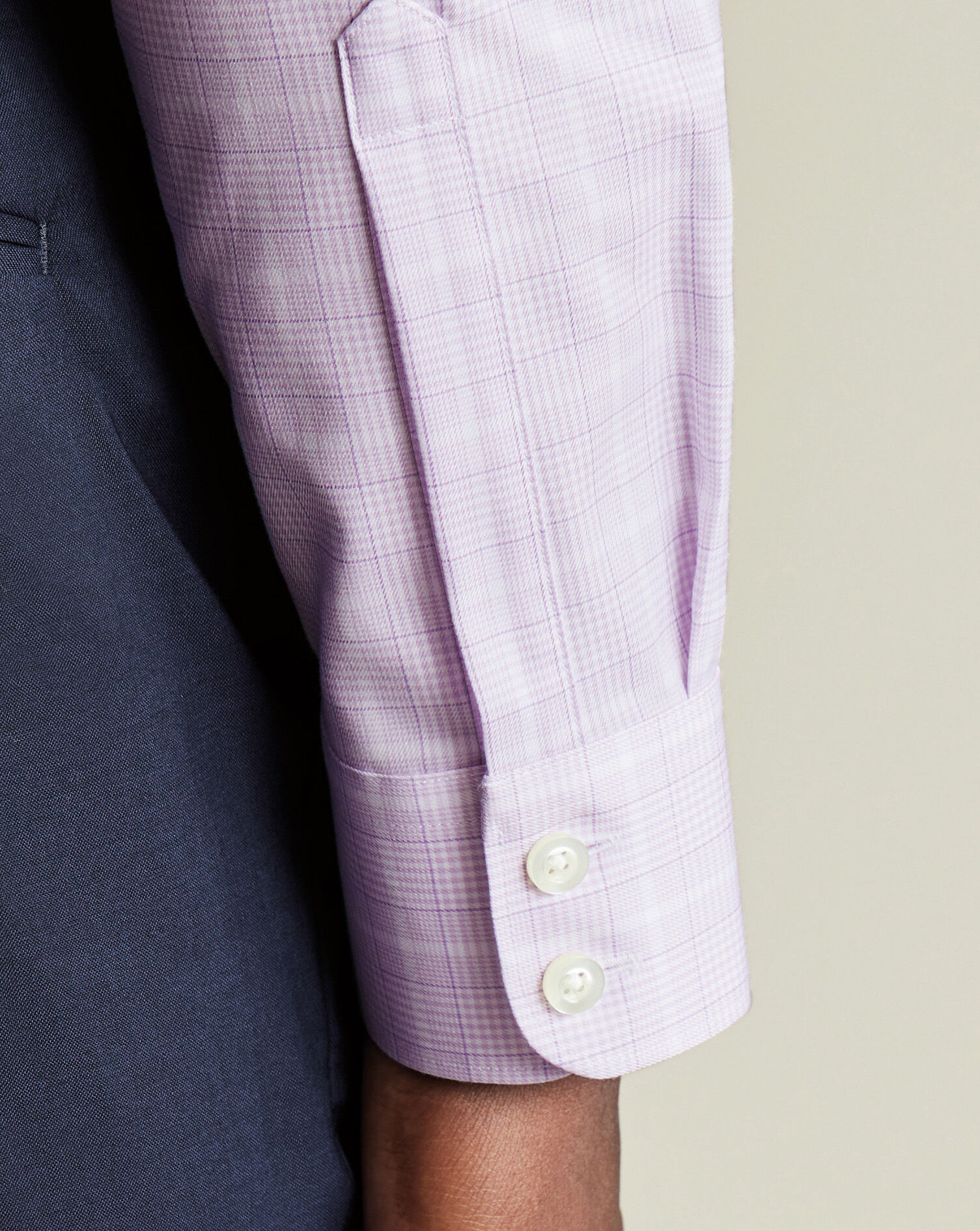 Luxury Prince of Wales Check Shirt - Lavender