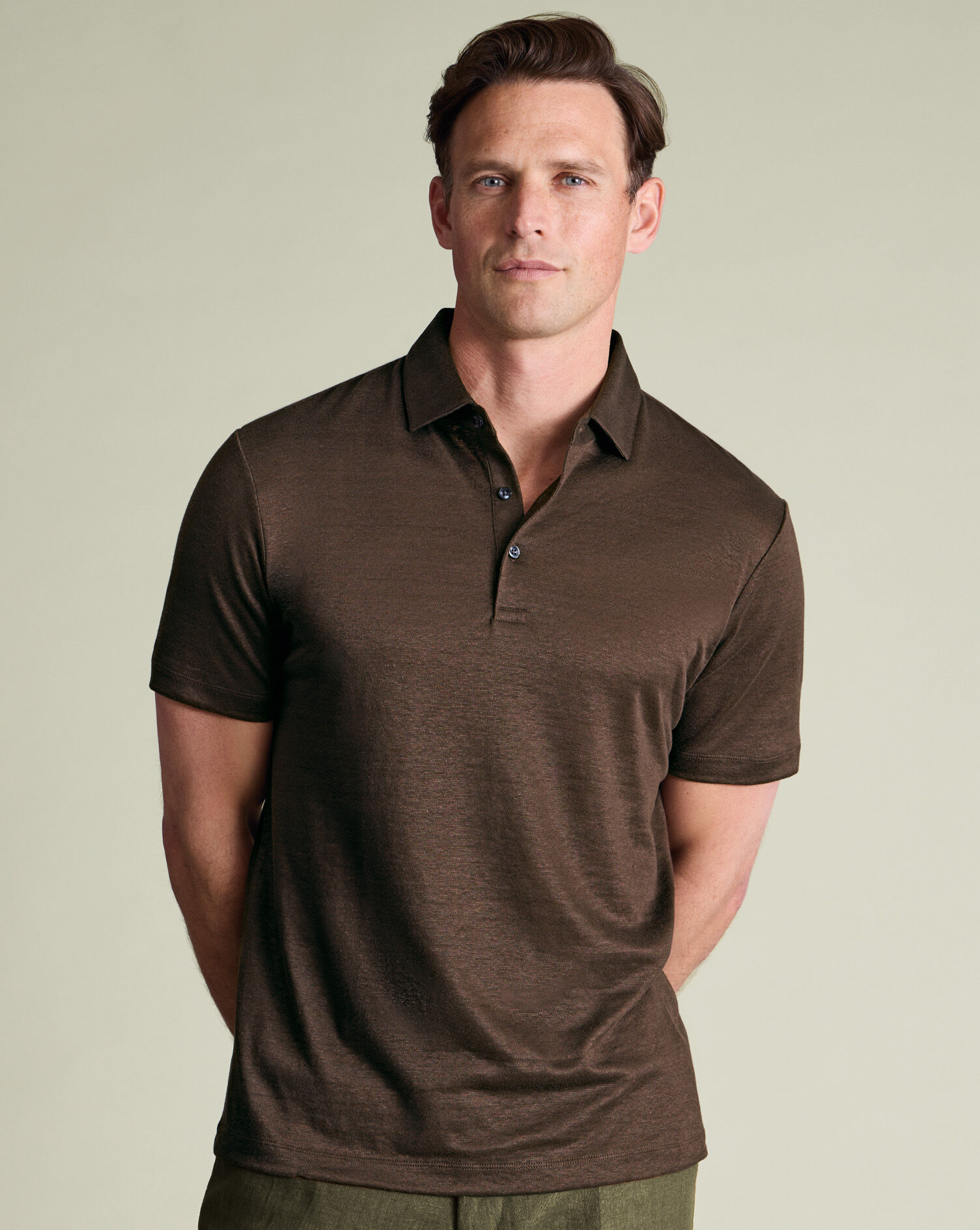 Linen Polo - Chocolate Brown