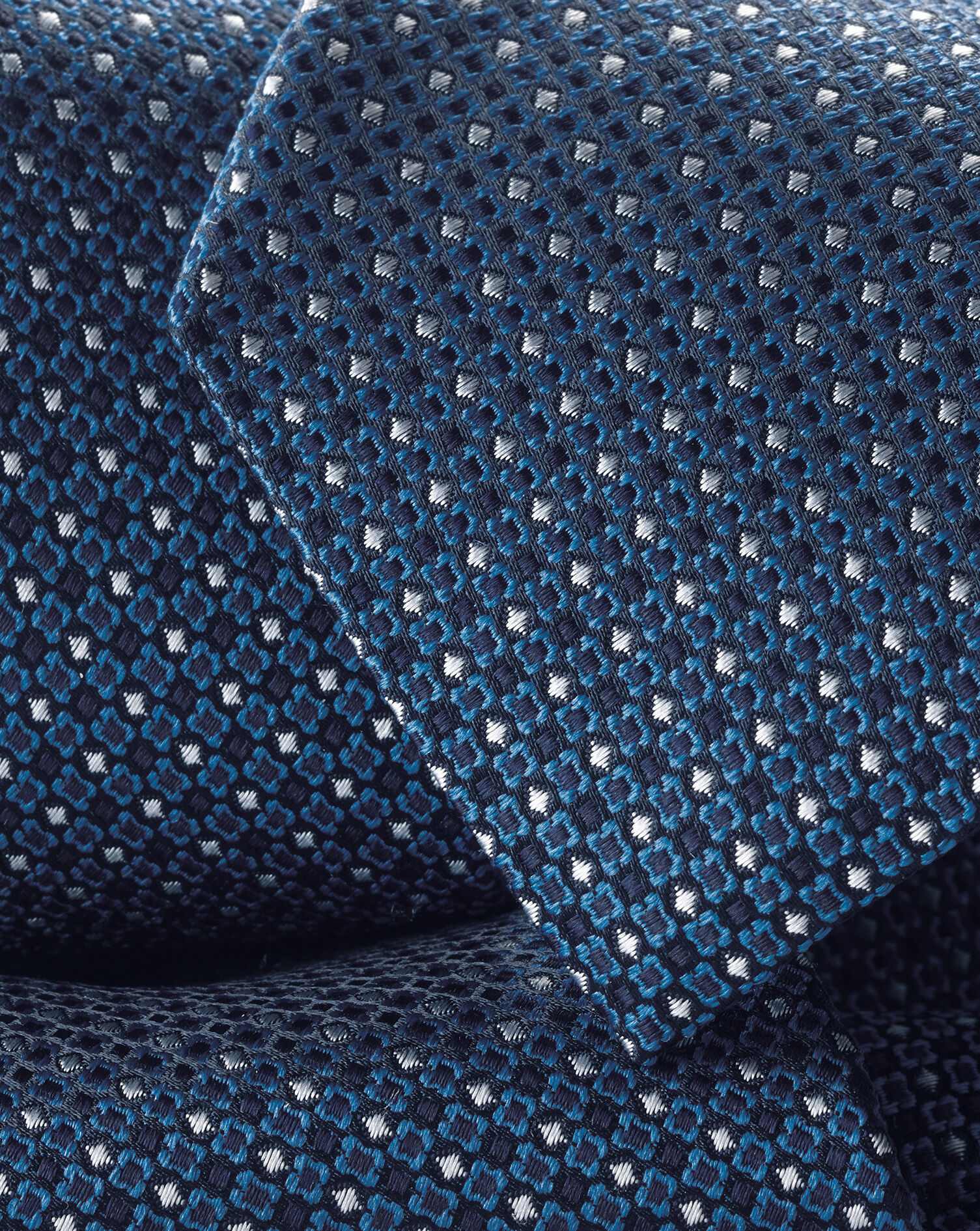 Silk Semi-Plain Tie - Ocean Blue & Silver