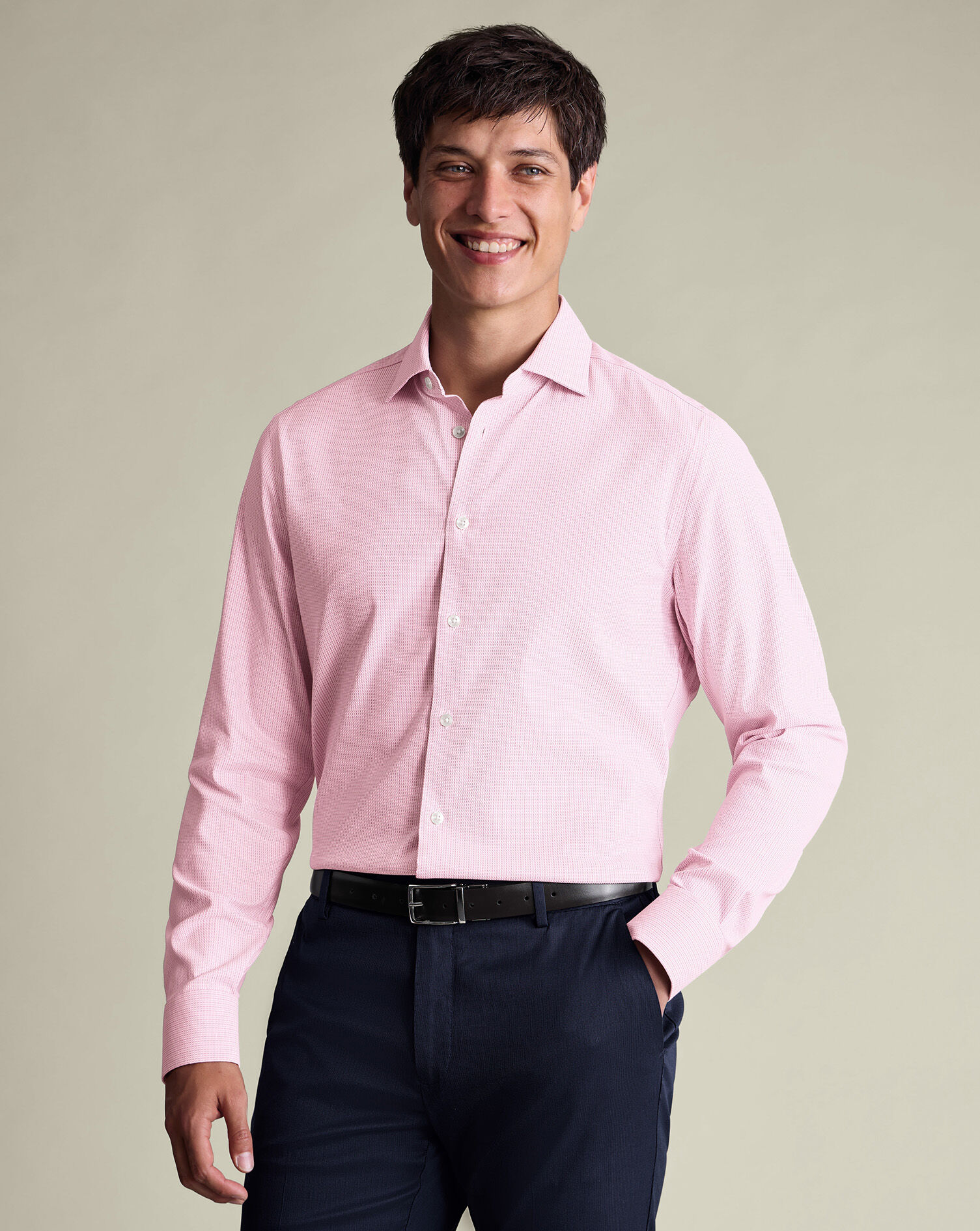 Non-Iron Performance Texture Shirt - Pink