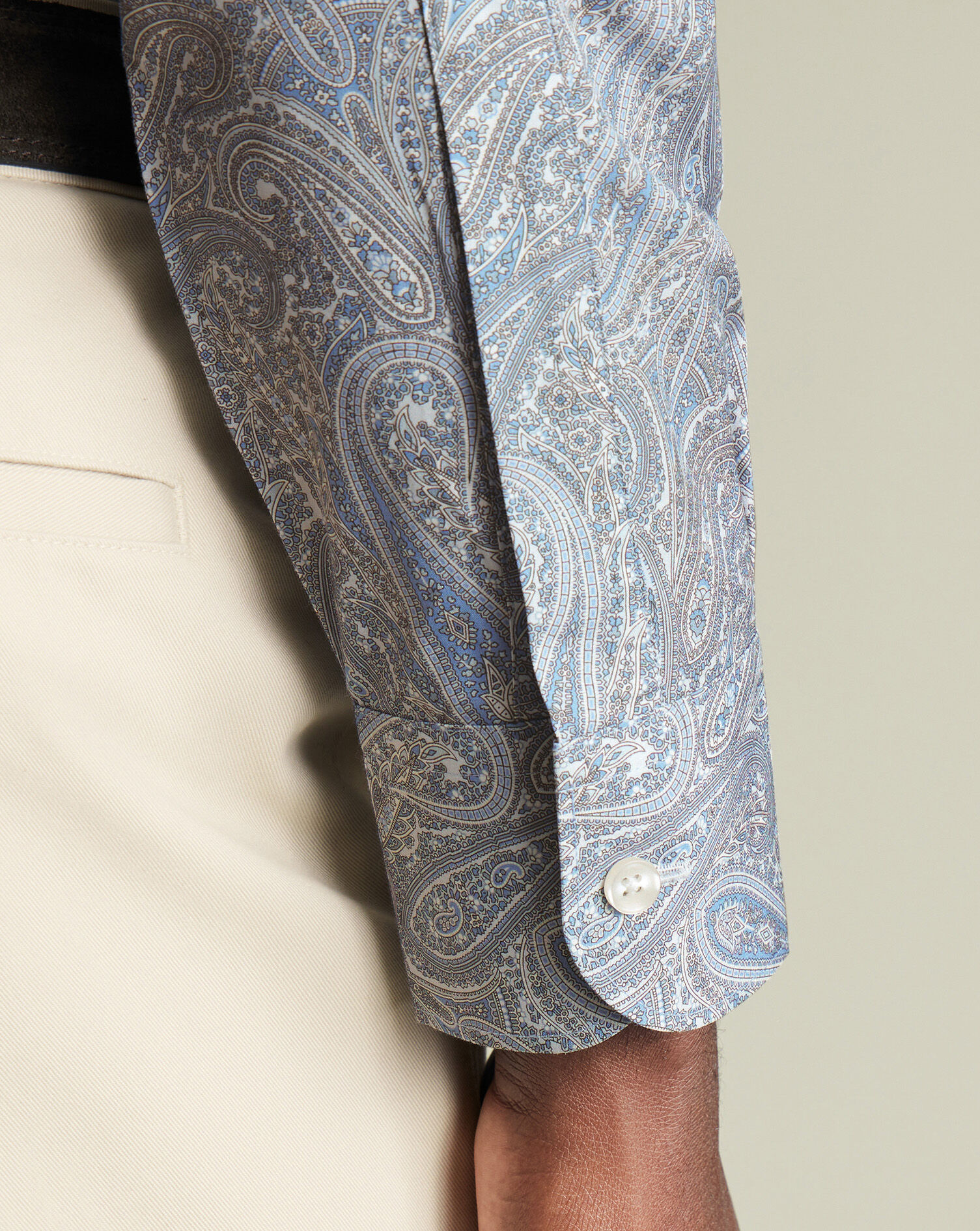 Made with Liberty Fabric Paisley Shirt - Mid Blue