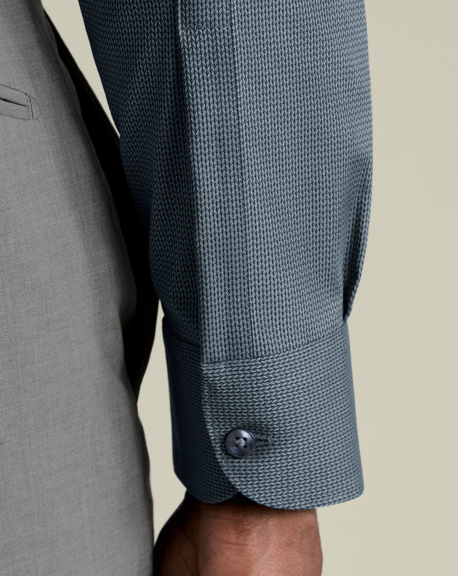Non-Iron Stretch Chevron Texture Shirt - Teal