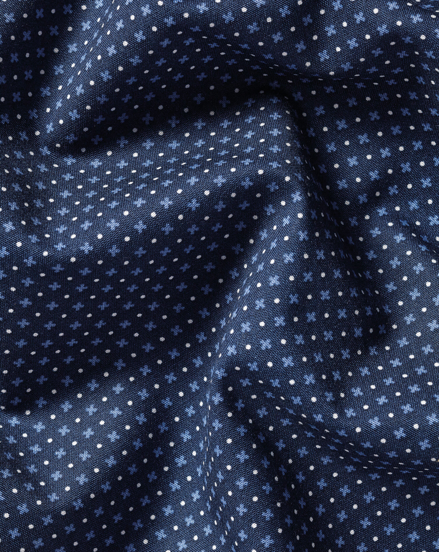 Semi-Spread Collar Non-Iron Stretch Print Petal Geo Shirt - French Blue