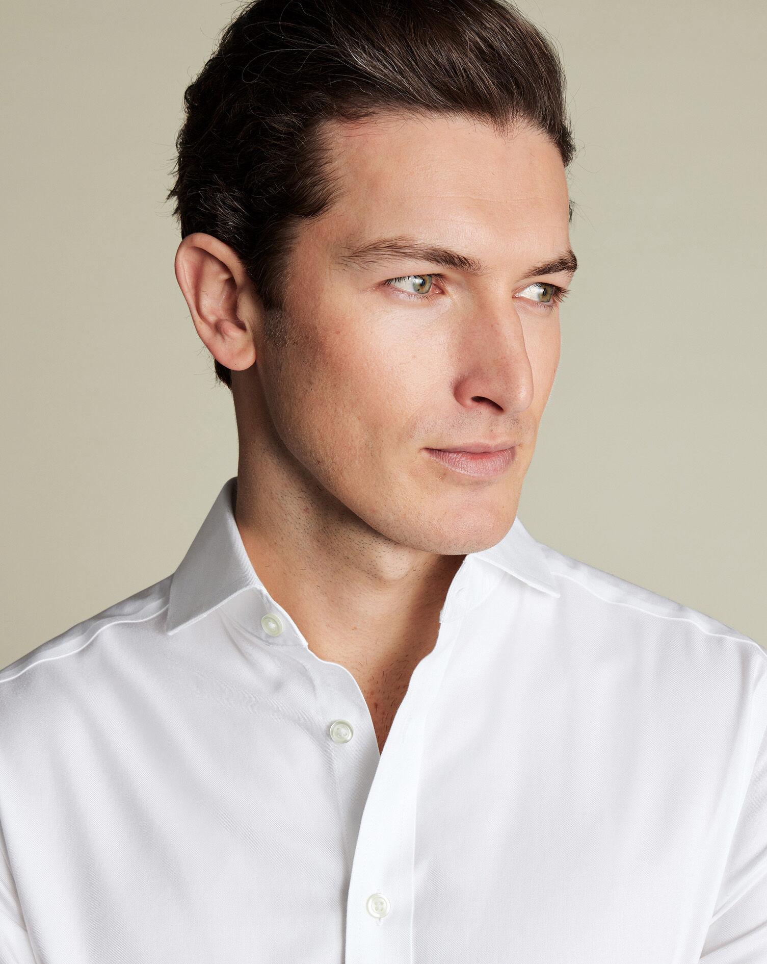 Extreme Spread Collar Non-Iron Twill Shirt - White