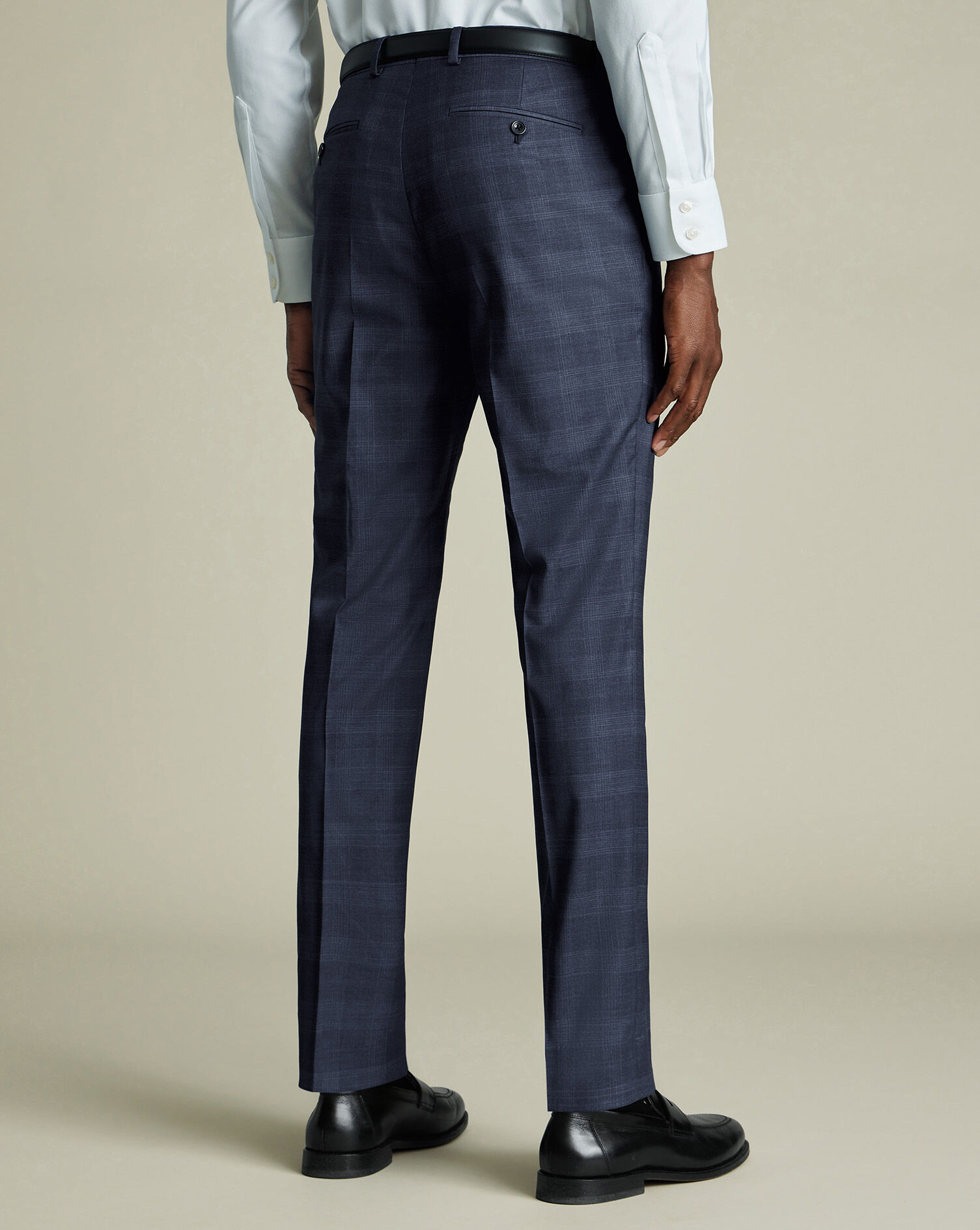 Italian Check Suit Pants -  Steel Blue