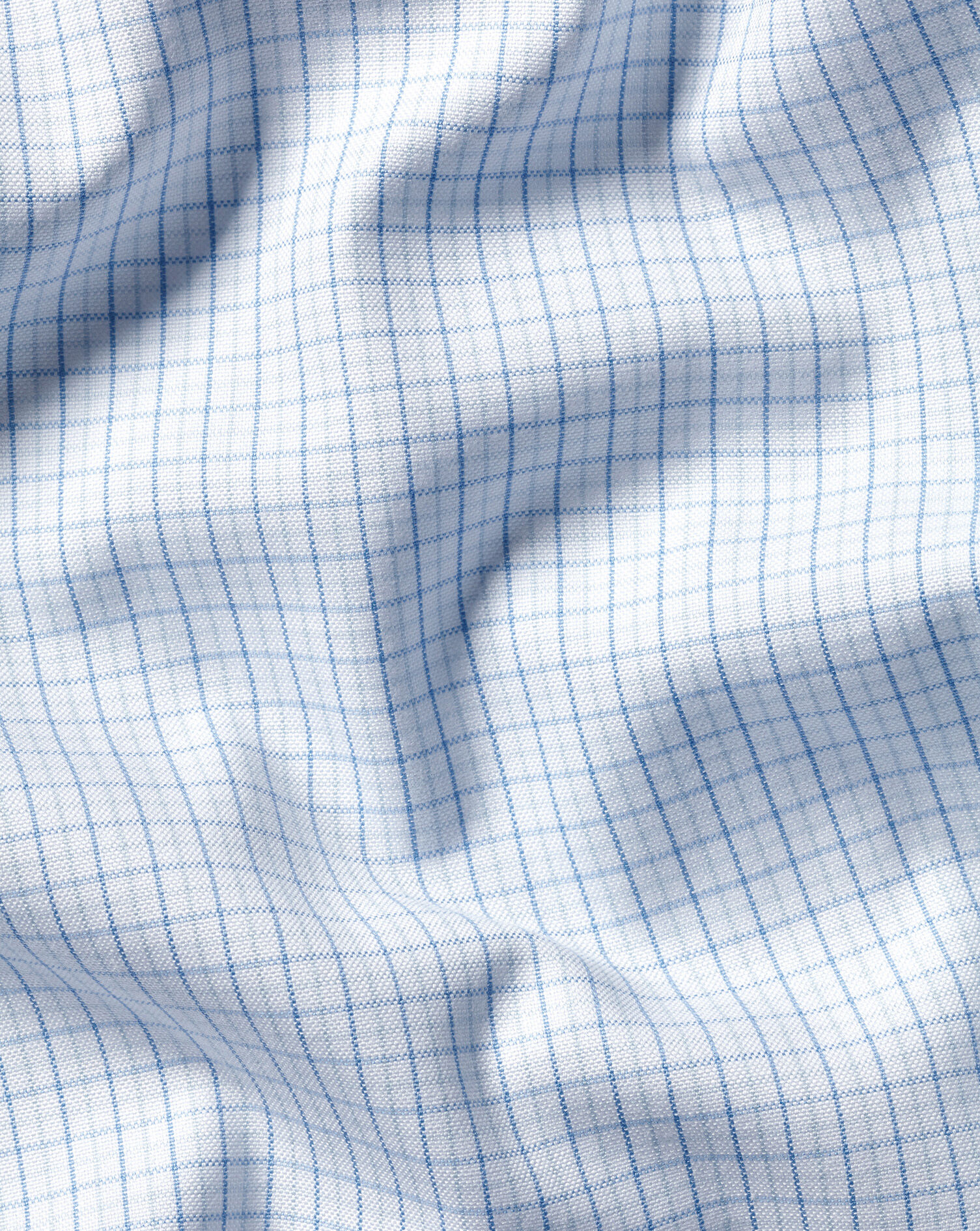 Button-Down Collar Non-Iron Grid Check Oxford Shirt - Light Blue