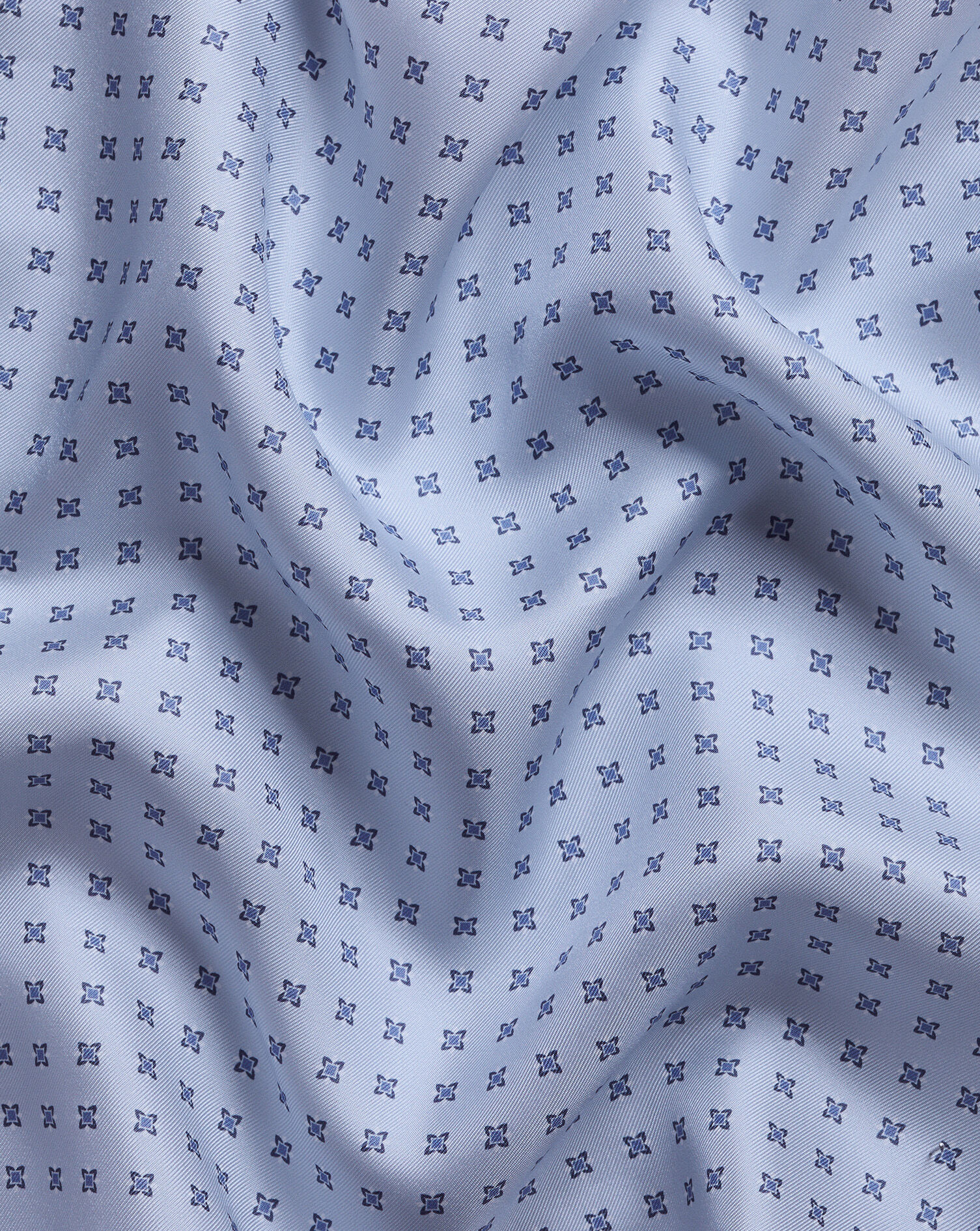 Silk Medallion Print Pocket Square - Ice Blue