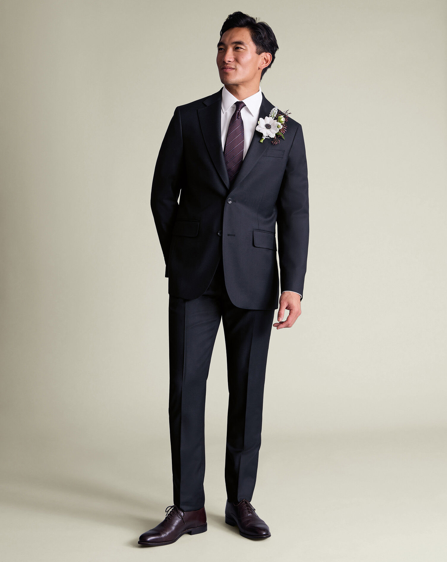 Luxury Italian Birdseye Suit - Navy