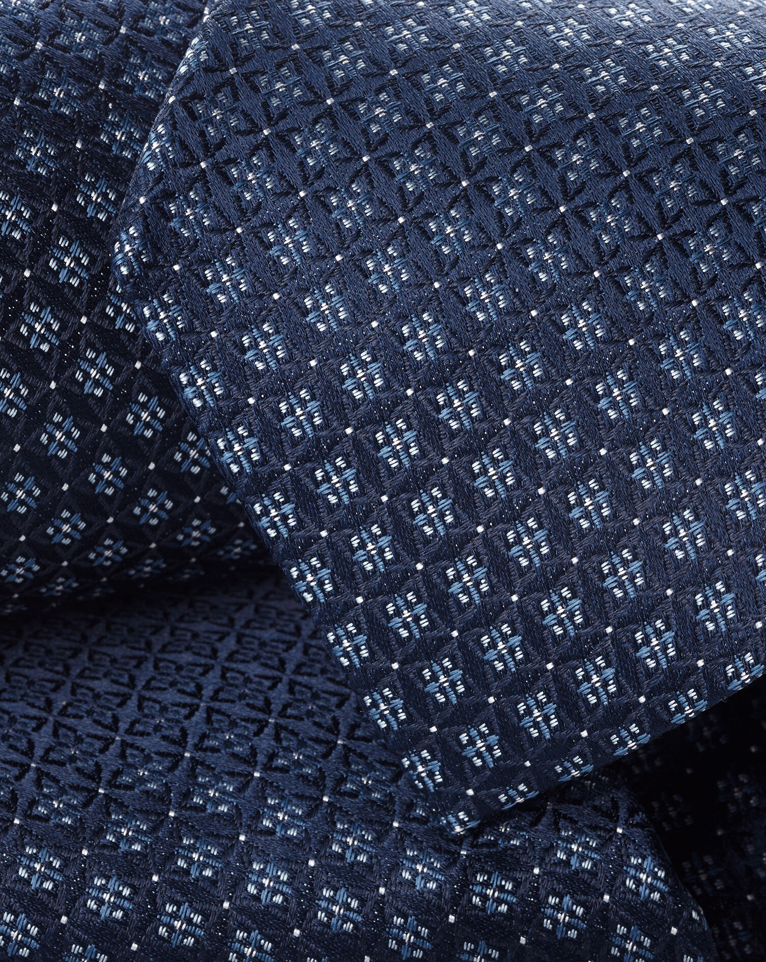 Silk Mini Medallion Print Tie - Navy