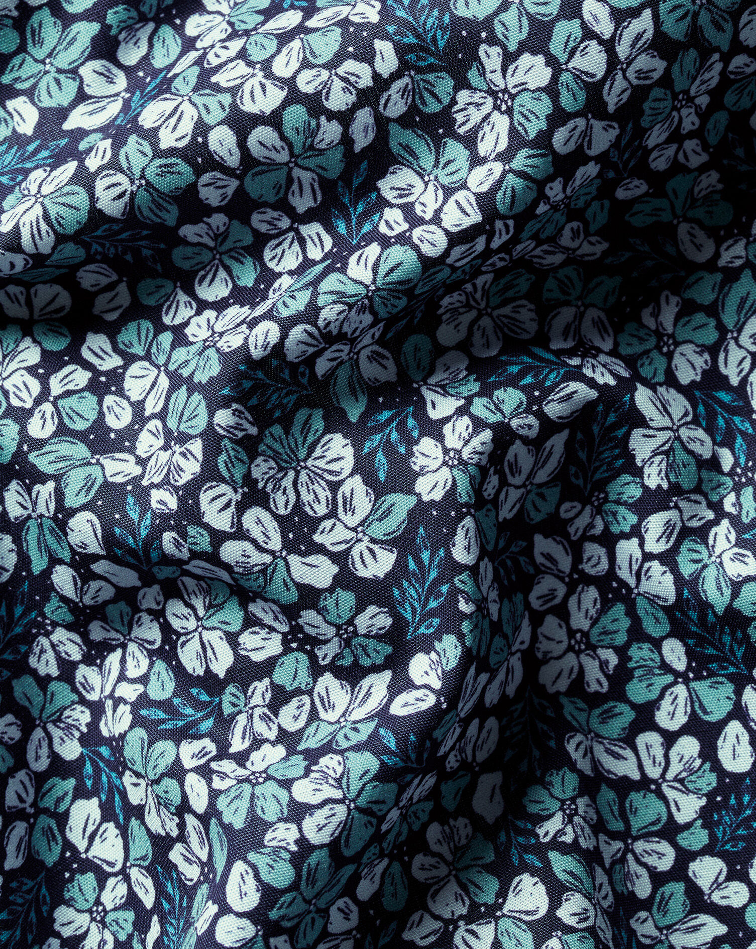 Non-Iron Stretch Floral Print Shirt - Navy