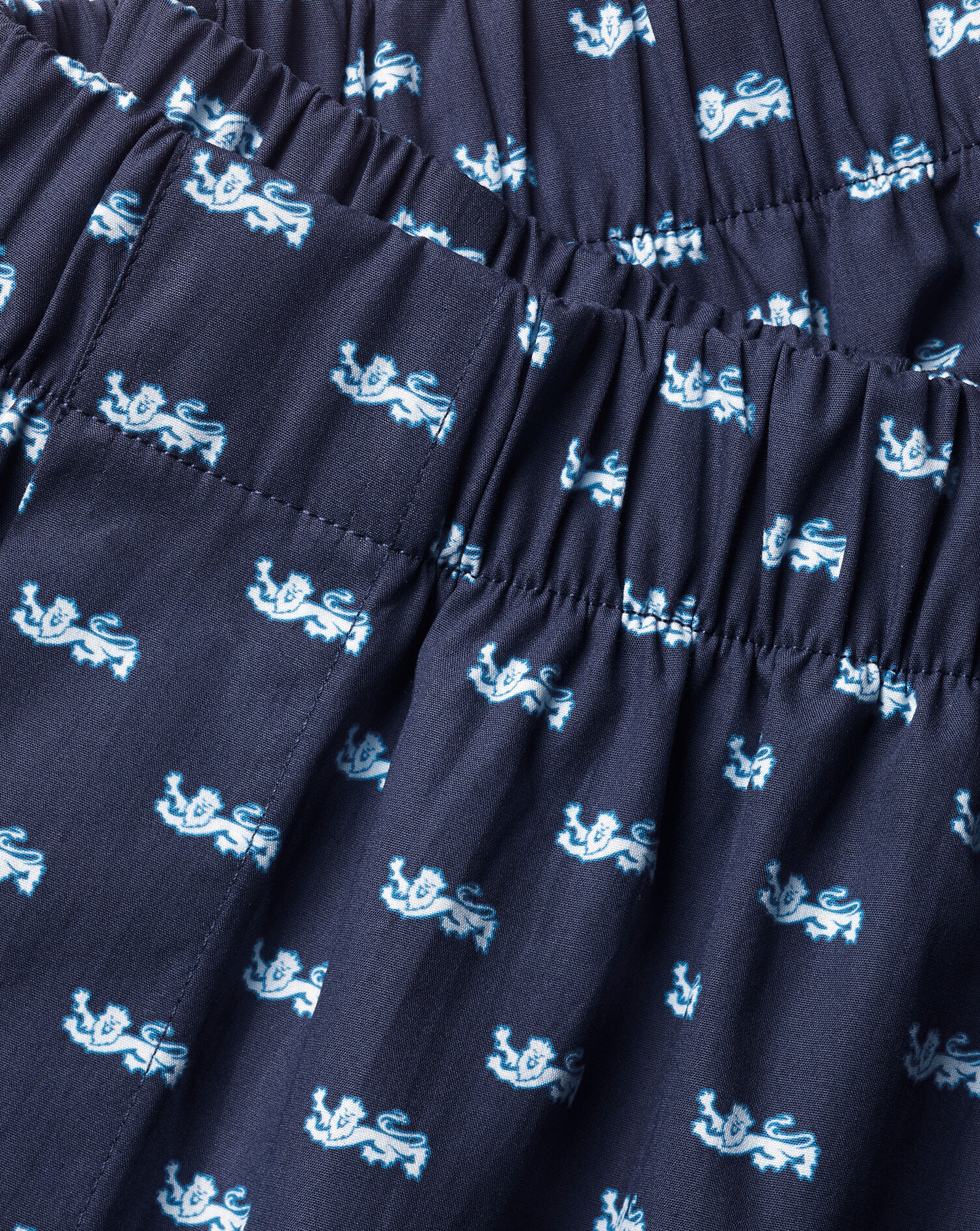 The Lions Print Woven Boxers - Ink Blue