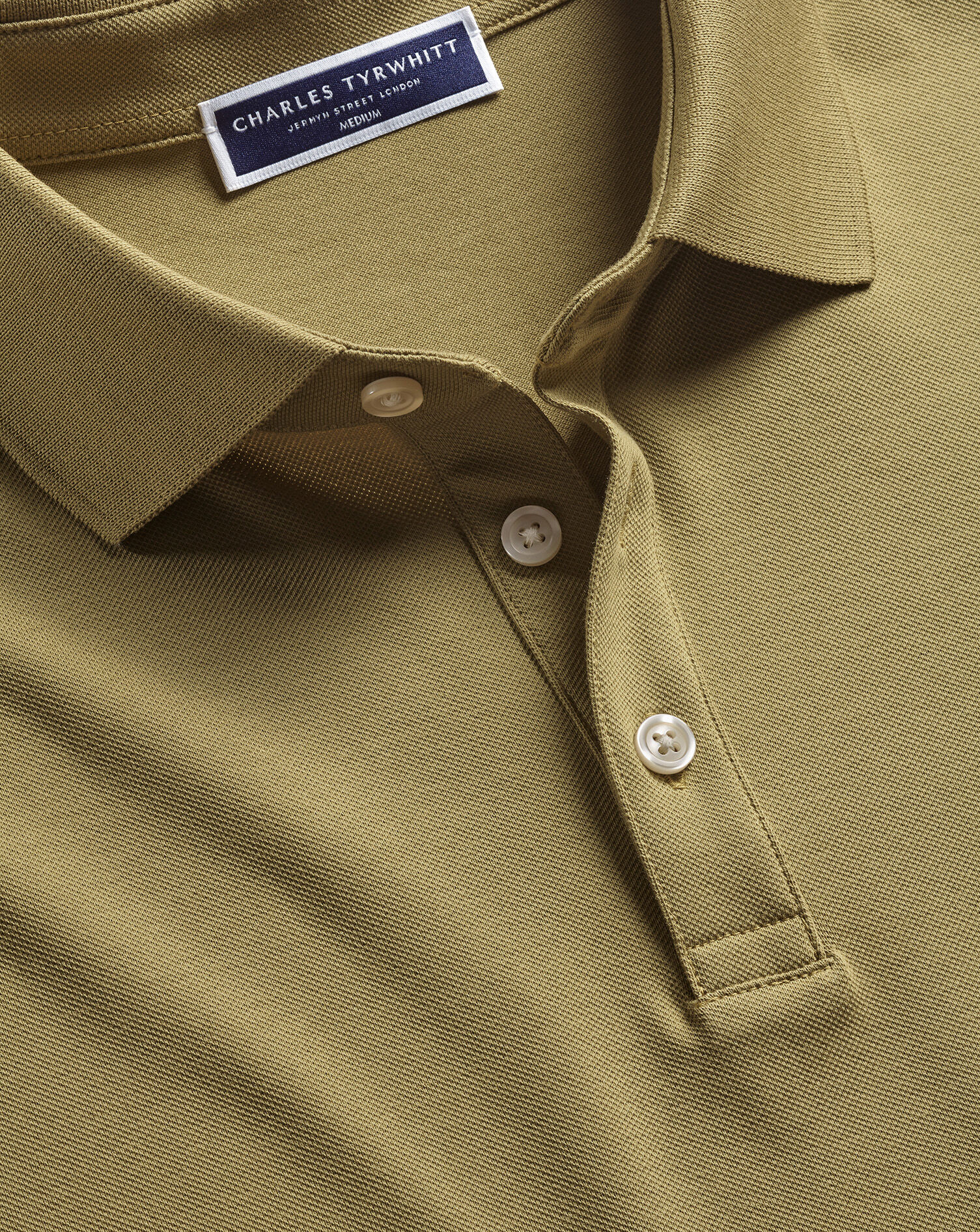 Cotton Stretch Pique Polo - Olive Green