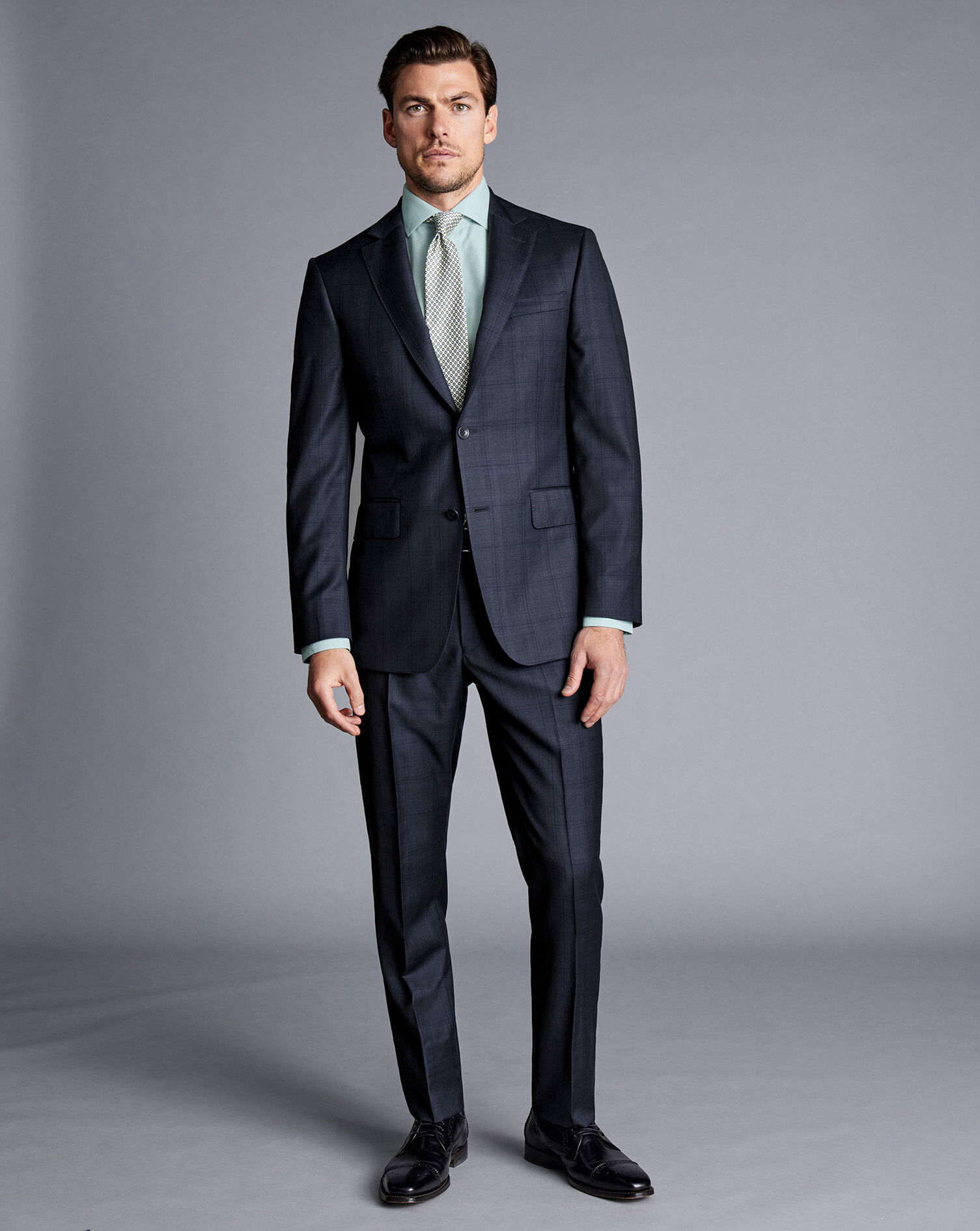 Ultimate Performance Check Suit Pants - Navy
